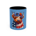 Patriotic Highland Cow Accent Coffee Mug – 11/15oz