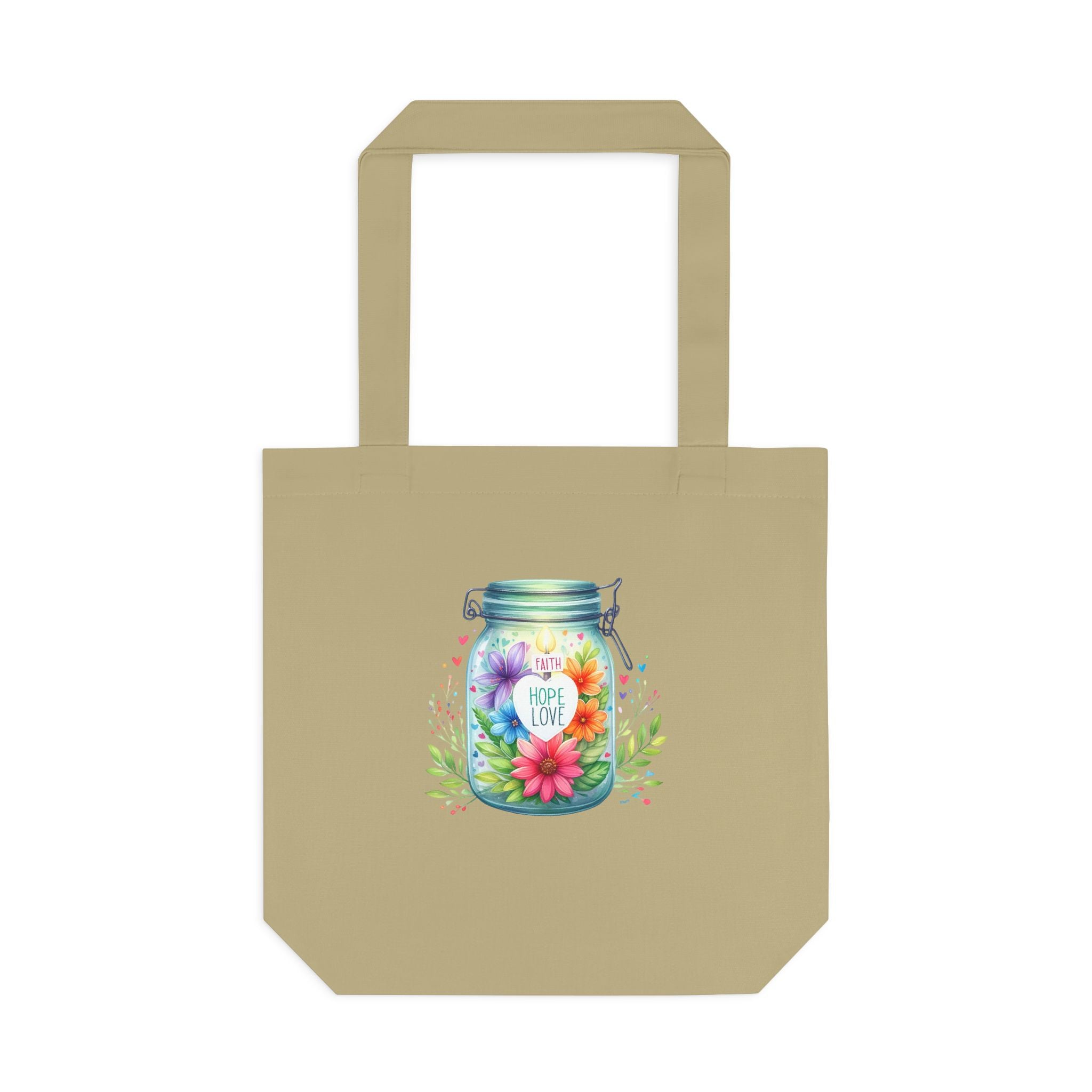 Tote Bag — "Hope Lights the Way" Mason Jar Floral Design
