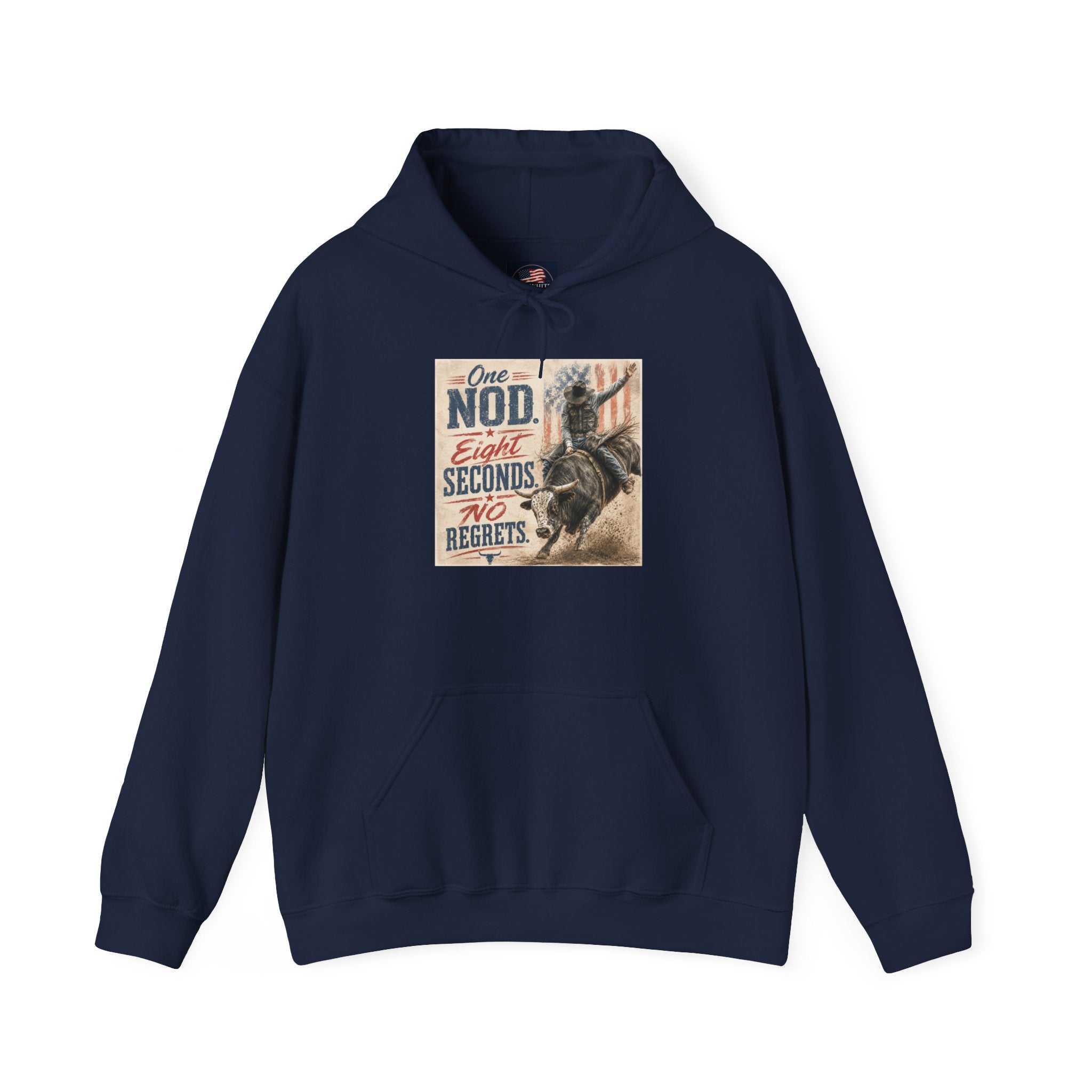Hoodie - 'One Nod Eight Seconds No Regrets' Motorcycle Rider Vintage Graphic Hoodie