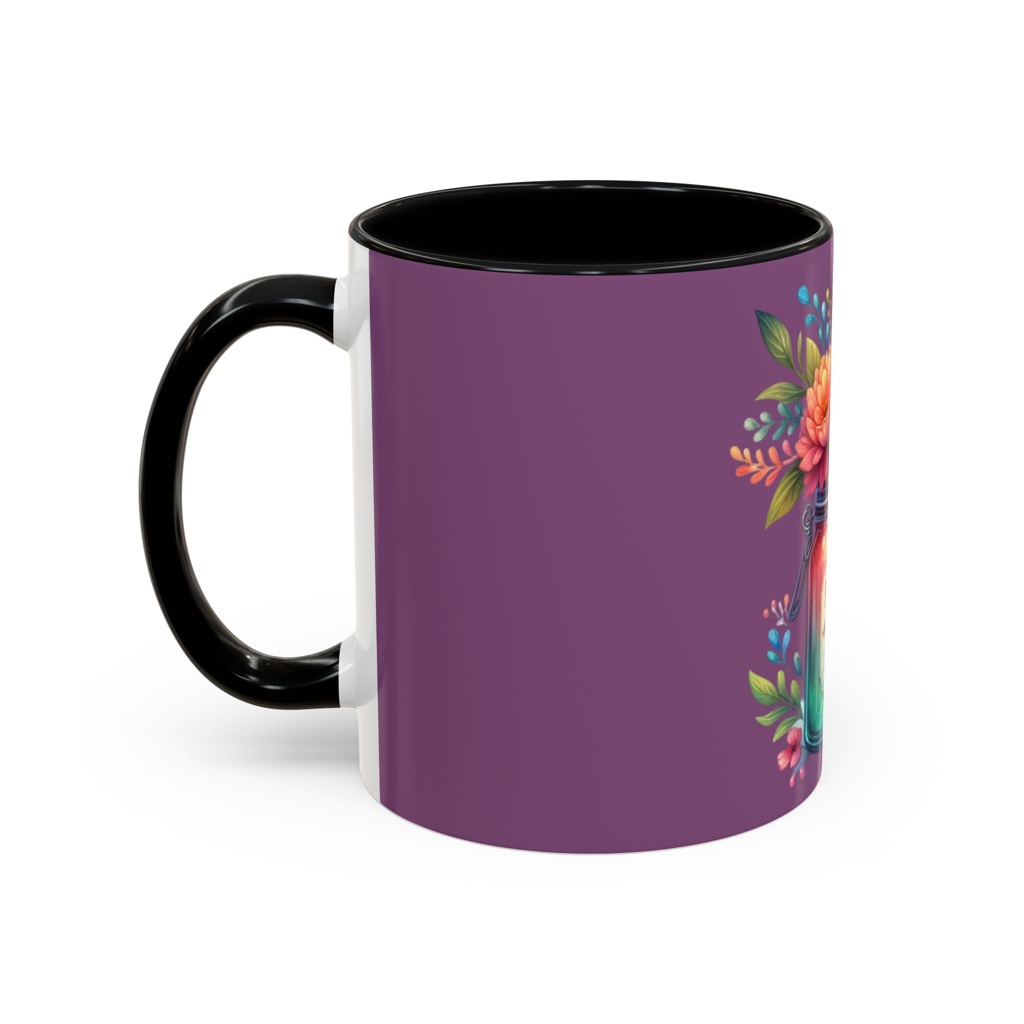 Faith & Love Floral Accent Coffee Mug — Colorful Candle Jar Design (11/15oz)