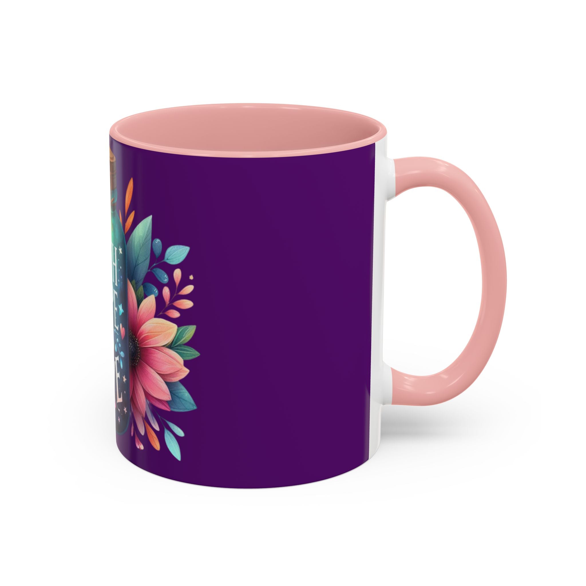 Faith Hope Love Accent Coffee Mug — Floral Jar Design (11/15 oz)