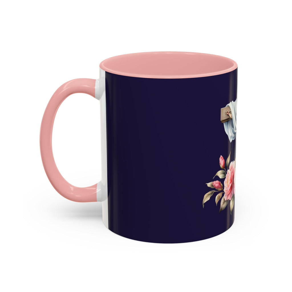 Easter Cross Coffee Mug — Floral Crucifix Accent Mug (11/15 oz)