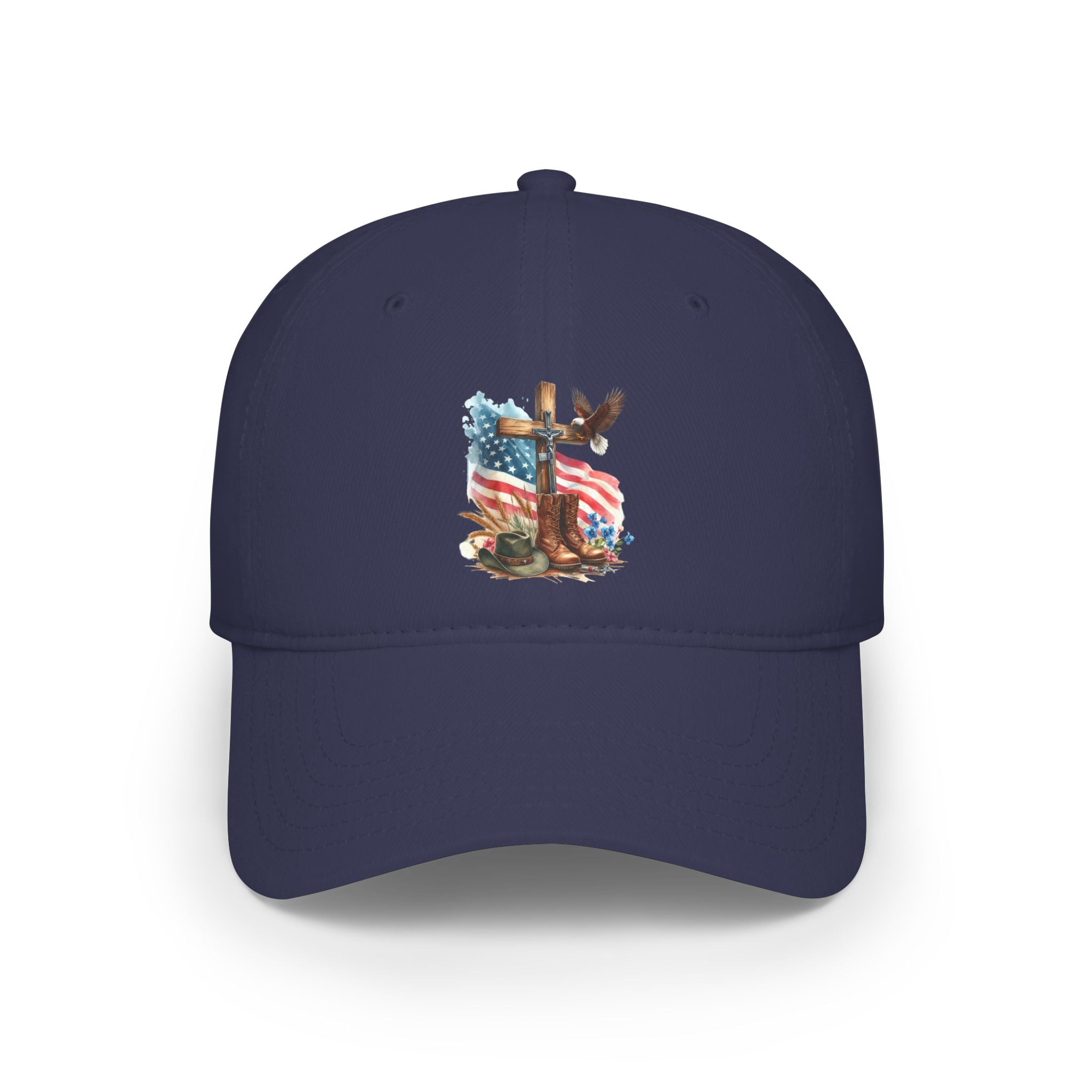 American Flag Cross Cap — Patriotic Low Profile Baseball Hat