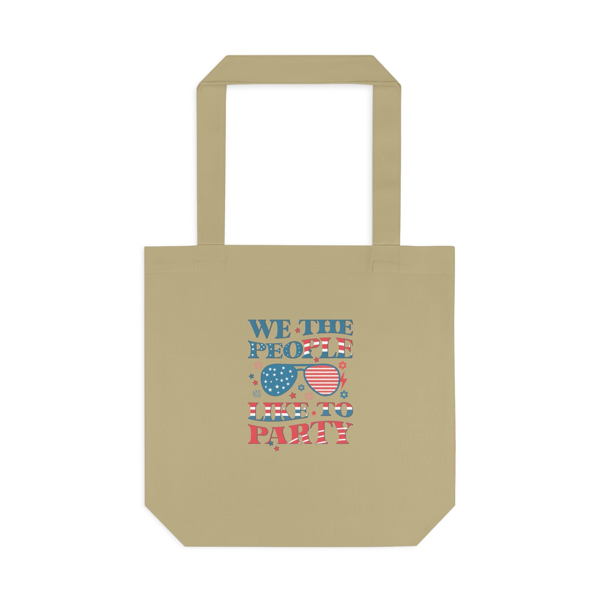 Patriotic "We The People" Cotton Tote Bag – Fourth of July USA Flag Market Bag