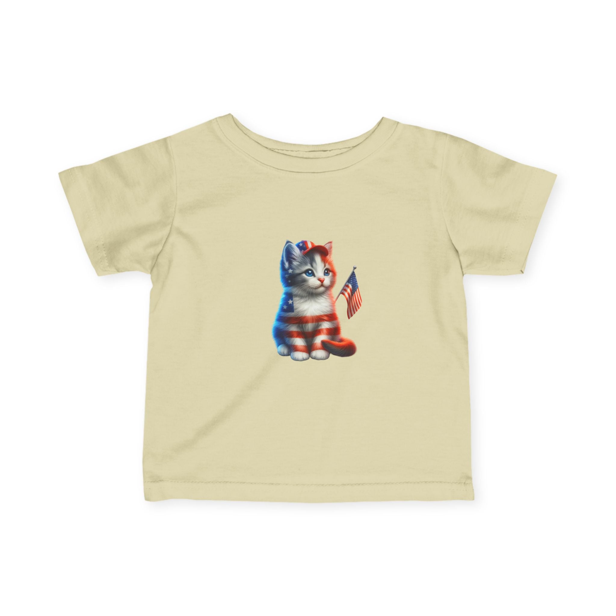 Infant Tee — Patriotic American Flag Kitten Graphic
