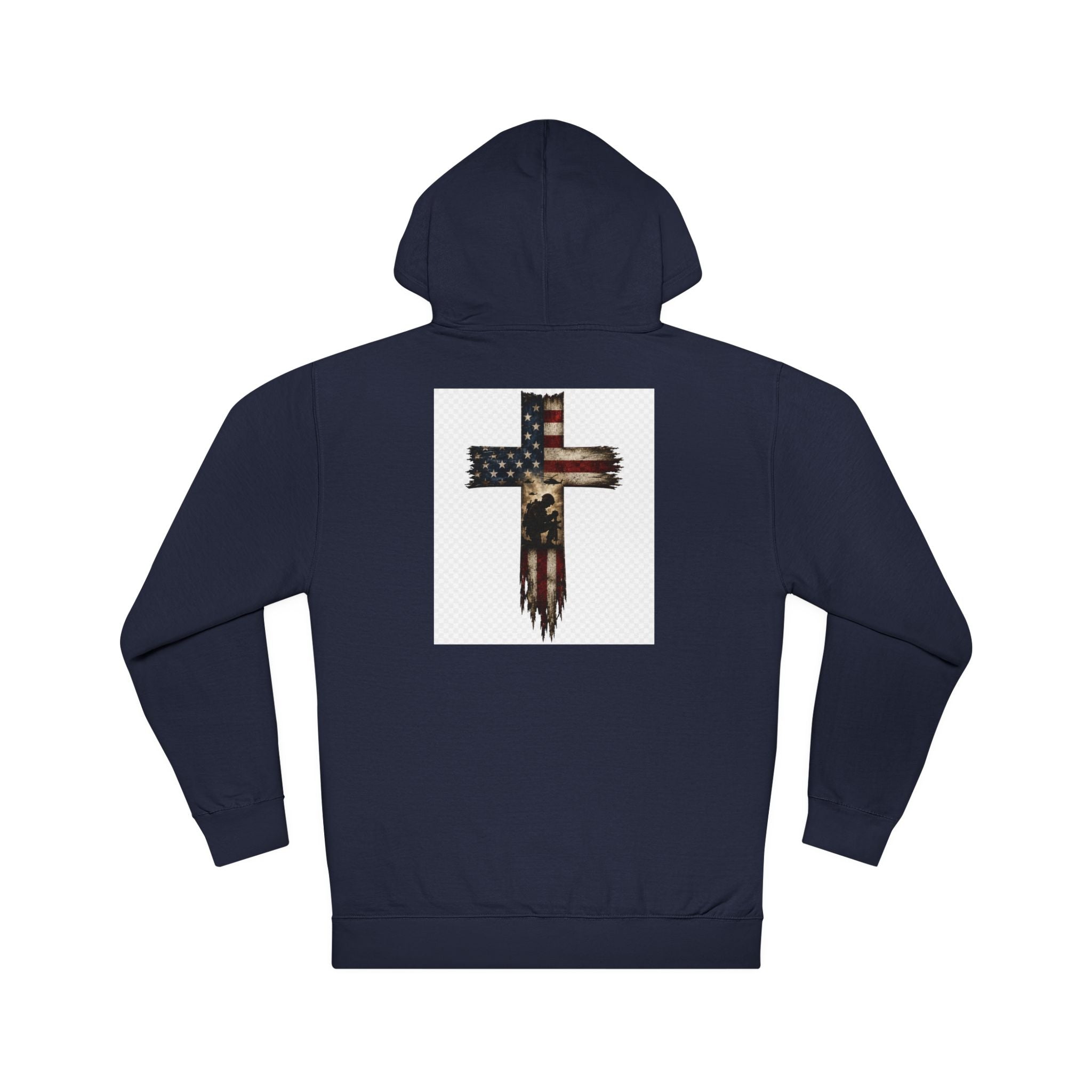 American Flag Cross Hoodie — Patriotic Christian Pullover