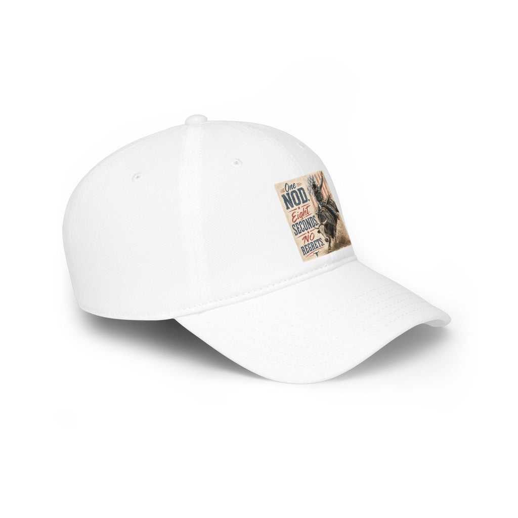 Low Profile Baseball Cap - 'One Nod Eight Seconds No Regrets' Bull Rider Rodeo Hat