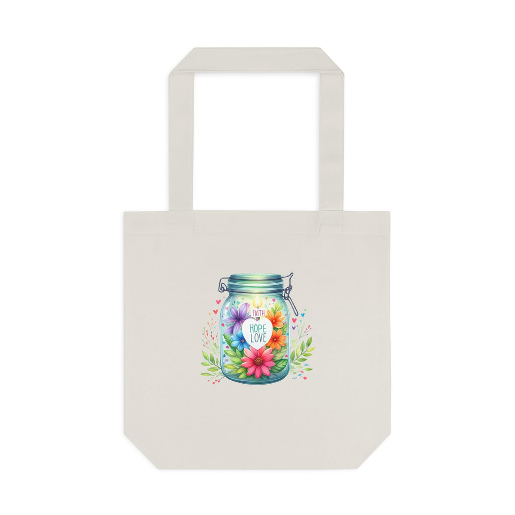 Tote Bag — "Hope Lights the Way" Mason Jar Floral Design