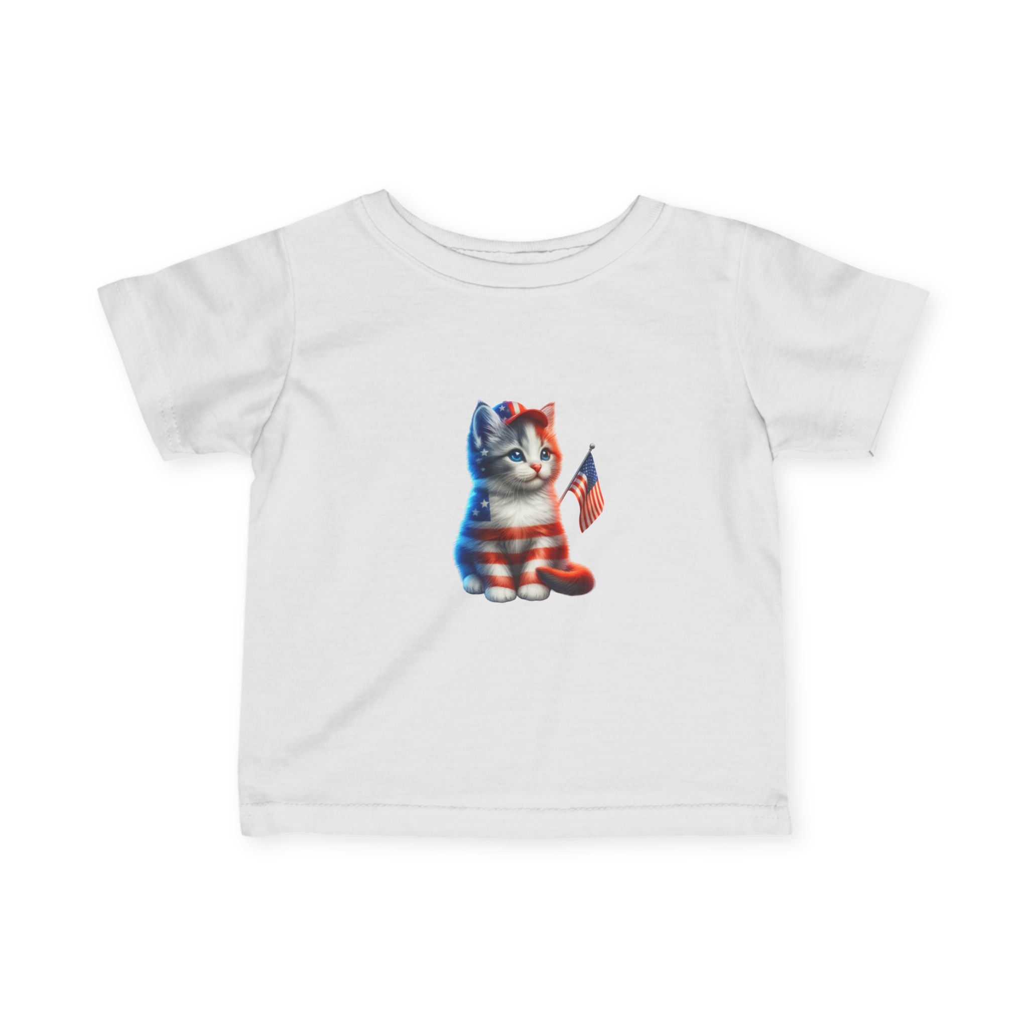 Infant Tee — Patriotic American Flag Kitten Graphic