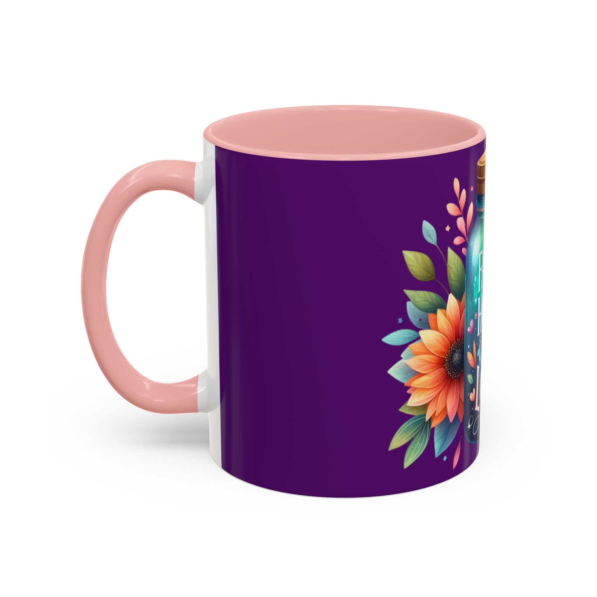 Faith Hope Love Accent Coffee Mug — Floral Jar Design (11/15 oz)