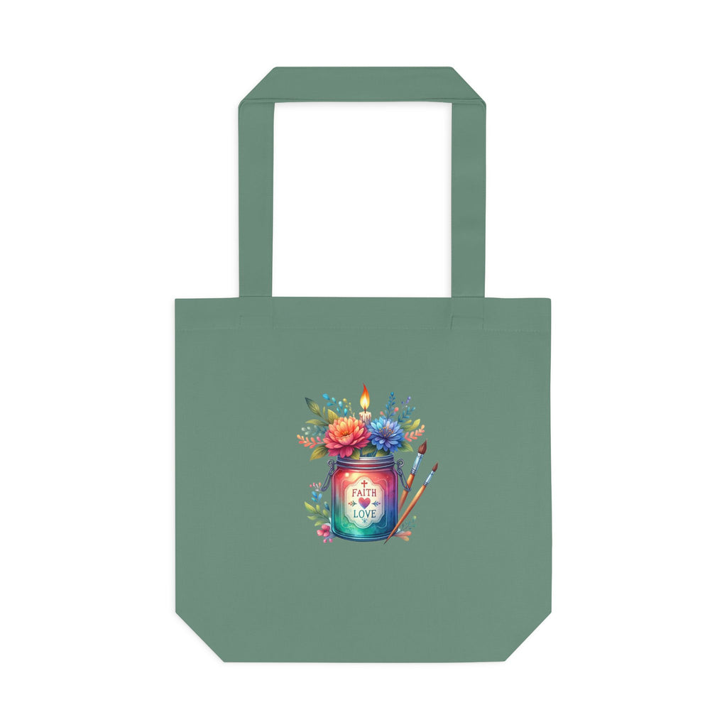 Tote Bag — 'Paint With Love' Floral Art Jar Cotton Tote