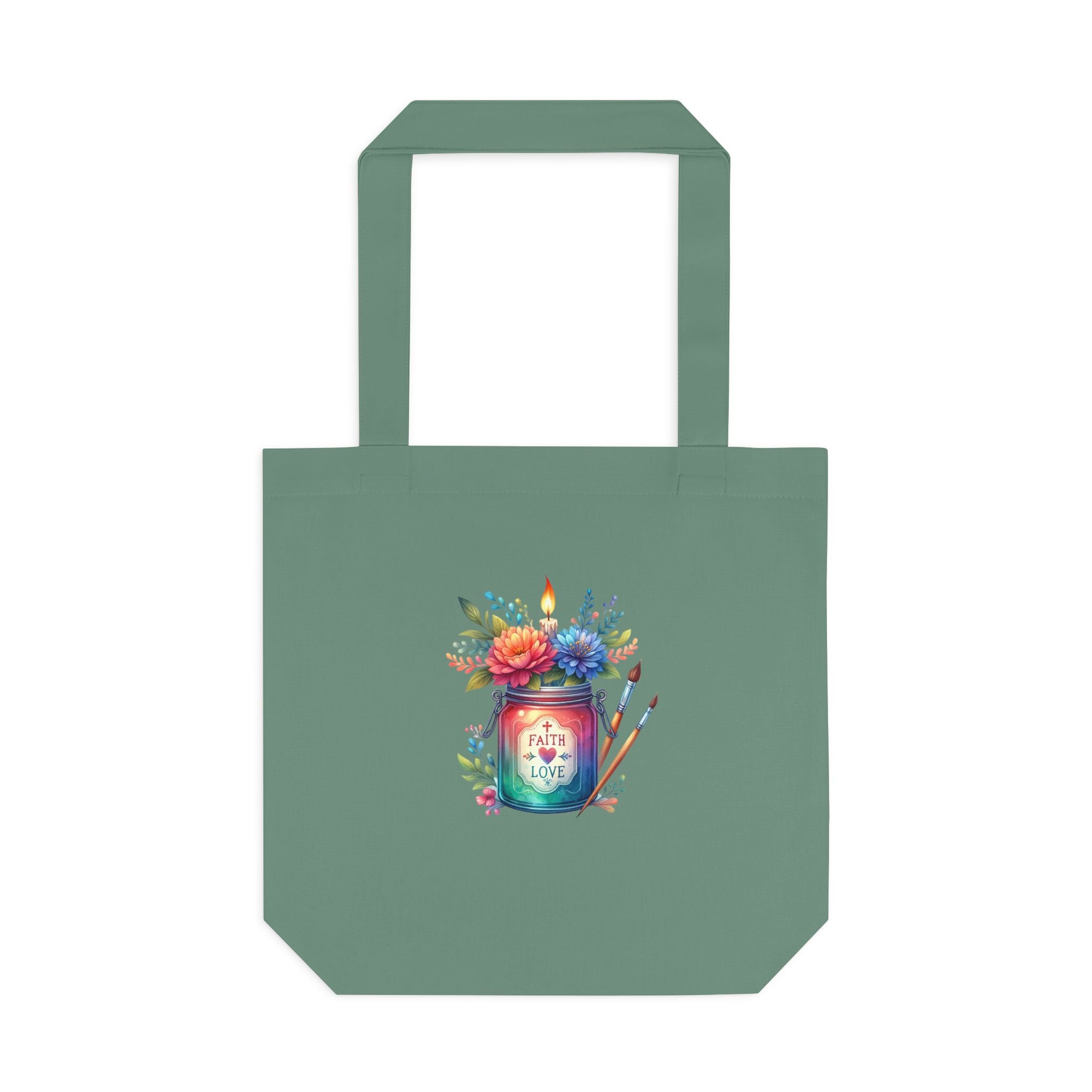 Tote Bag — 'Paint With Love' Floral Art Jar Cotton Tote