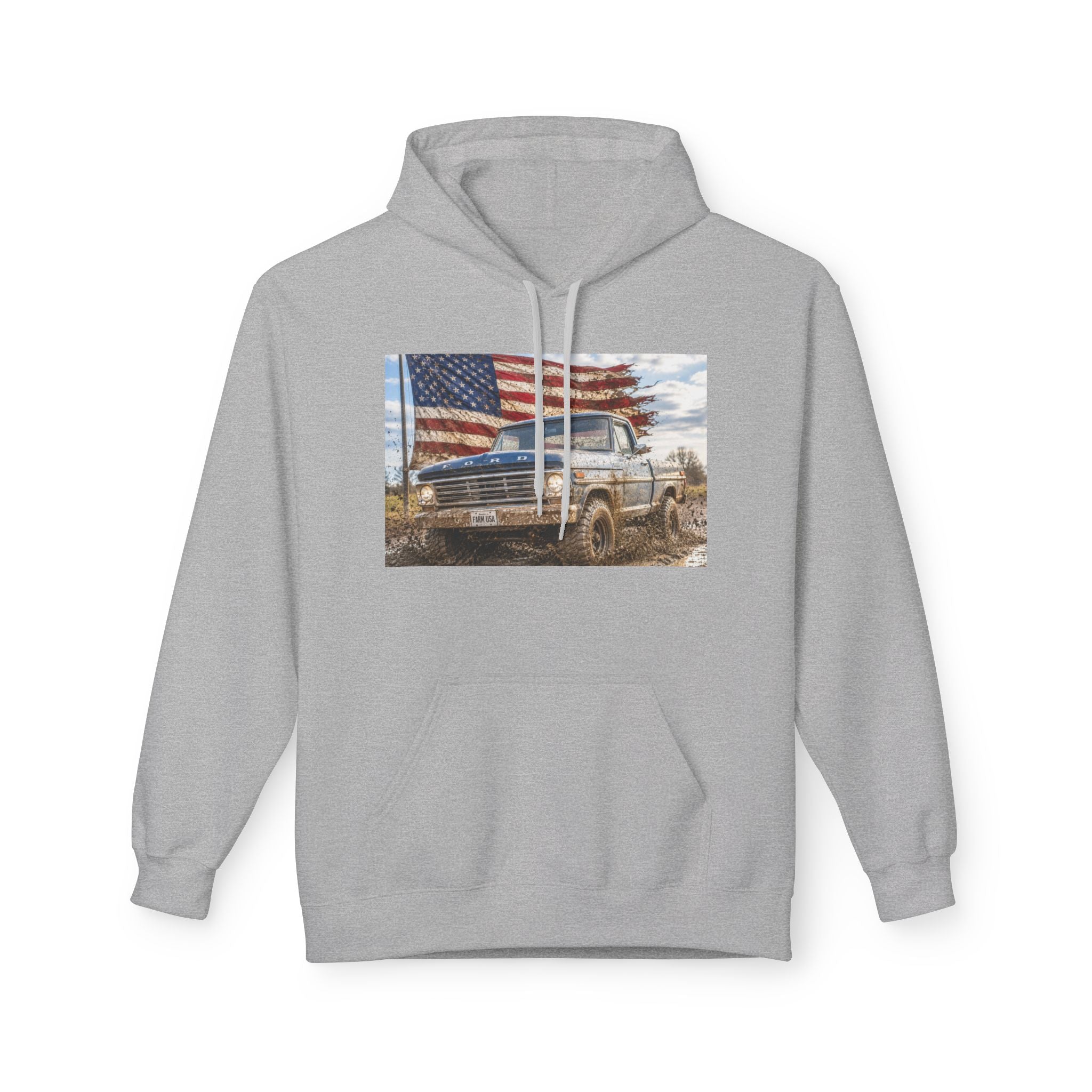 American Flag Vintage Truck Hoodie — Patriotic USA Pickup Sweatshirt