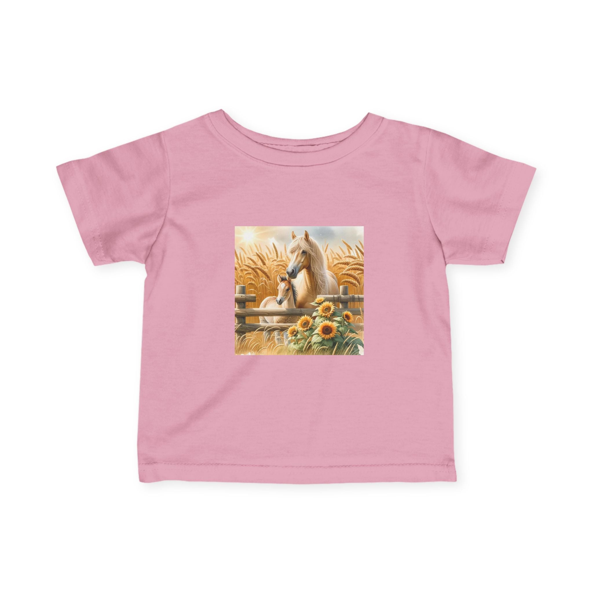 Infant Tee — Rustic Horse & Sunflower Farmyard Design
