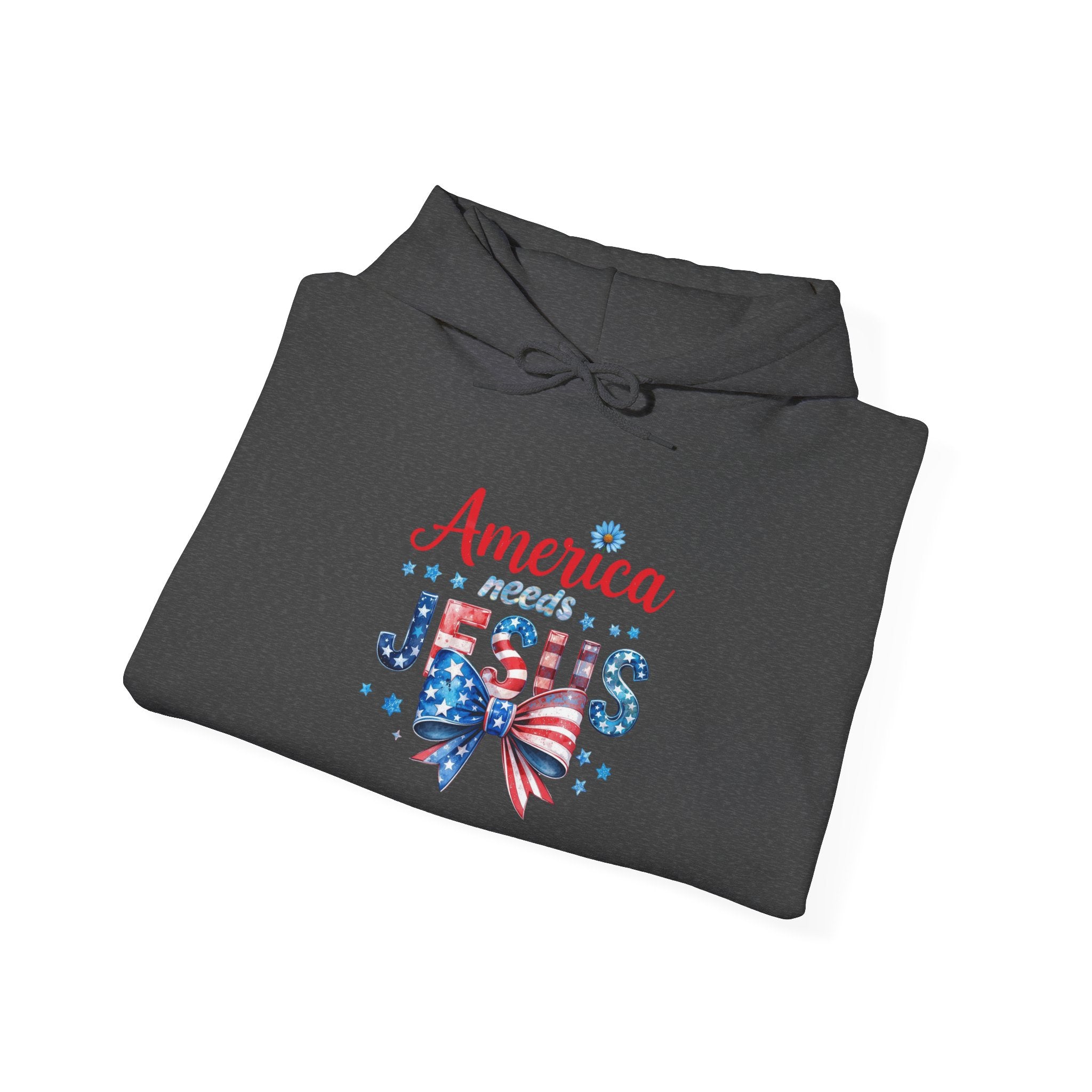 America Loves Jesus Patriotic Hoodie – Flag Bow Christian Sweatshirt