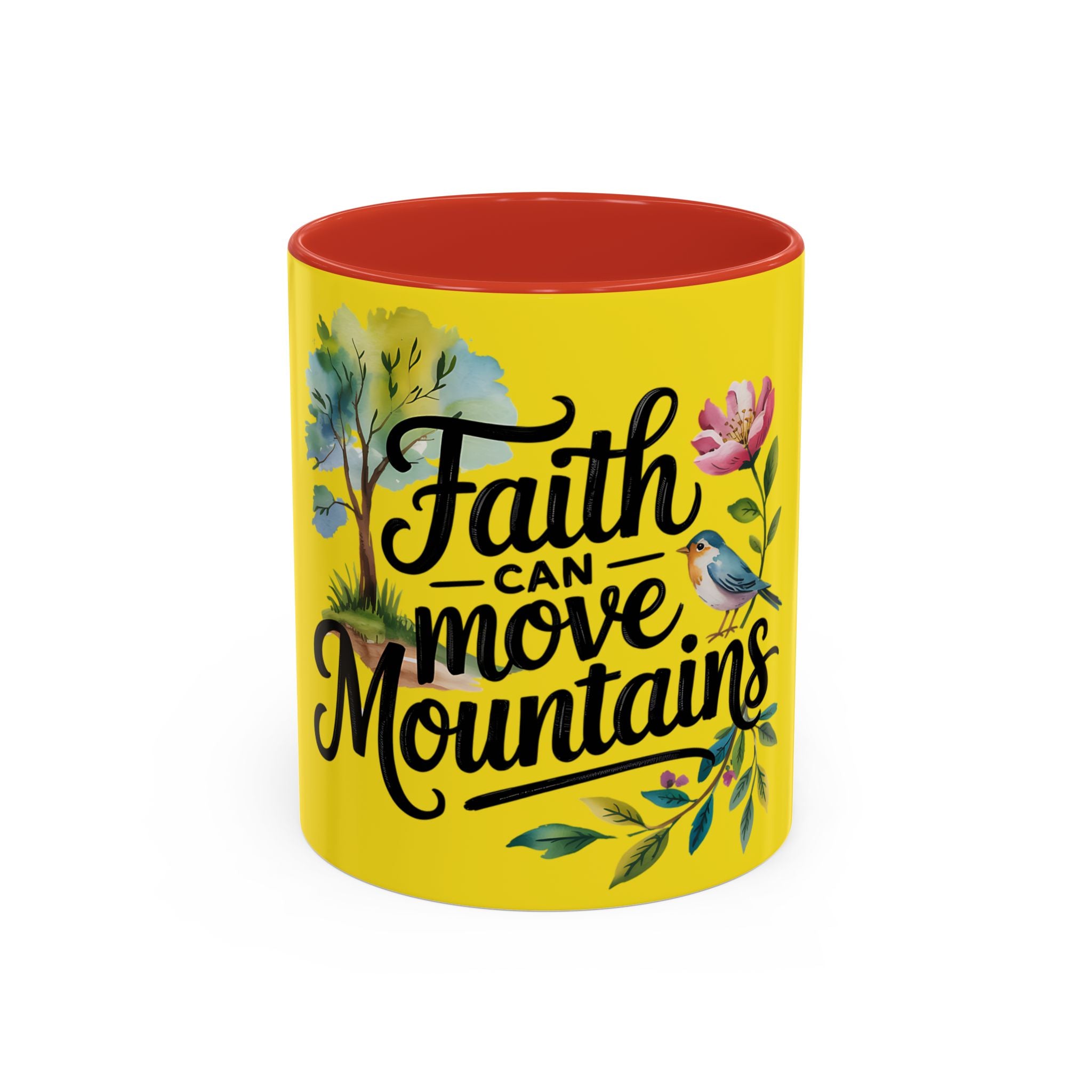 Faith Can Move Mountains Accent Coffee Mug – Inspirational Christian Tea Cup