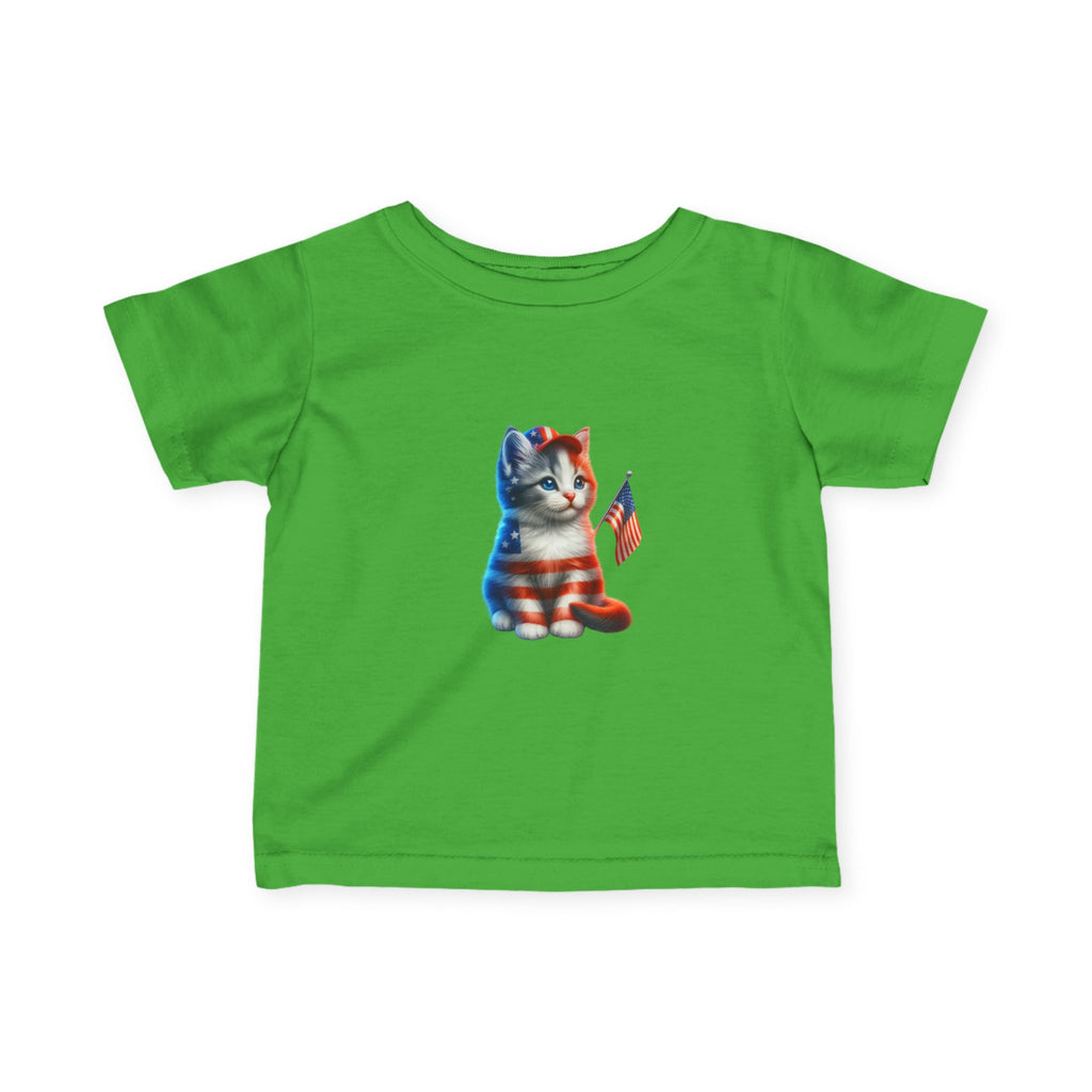 Infant Tee — Patriotic American Flag Kitten Graphic