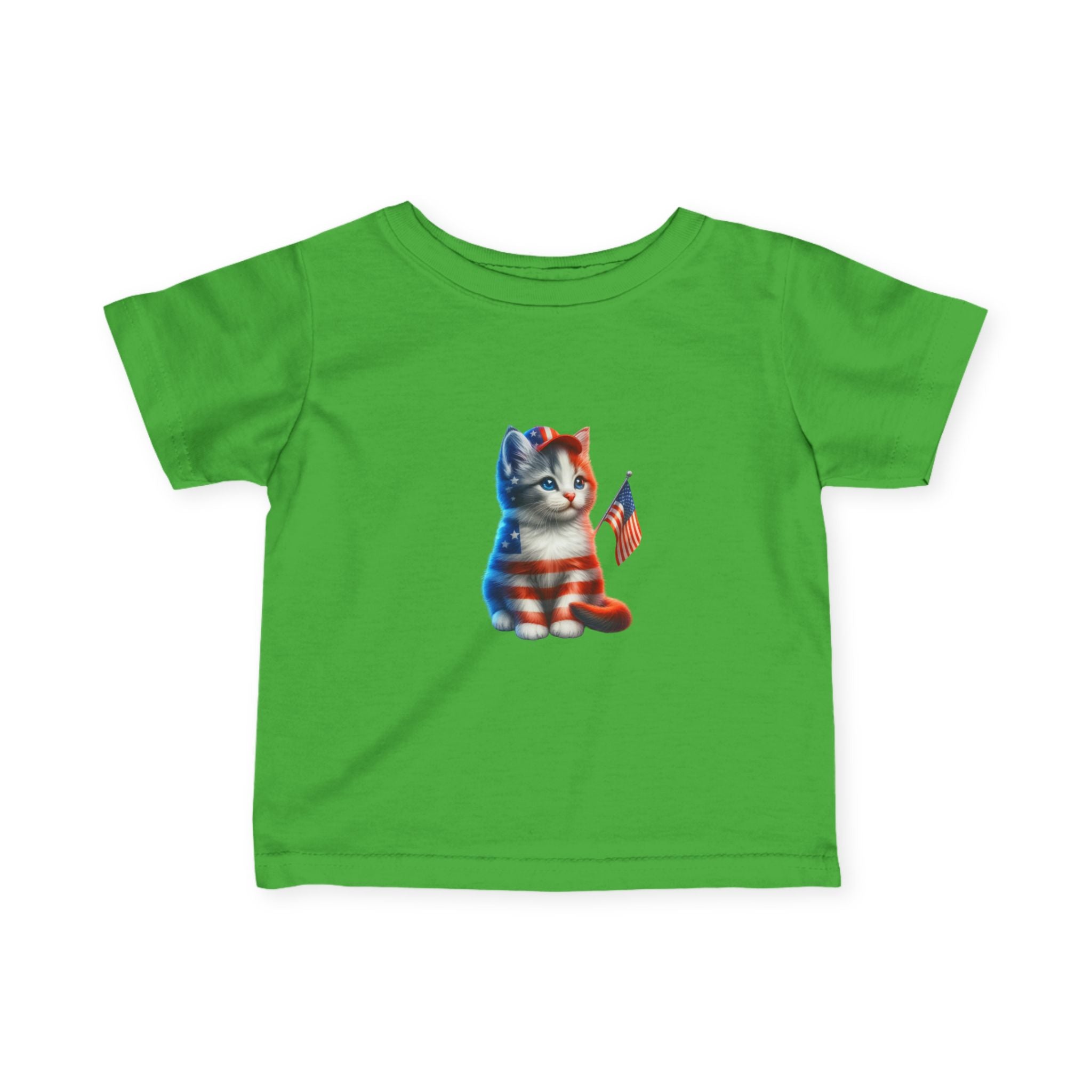Infant Tee — Patriotic American Flag Kitten Graphic