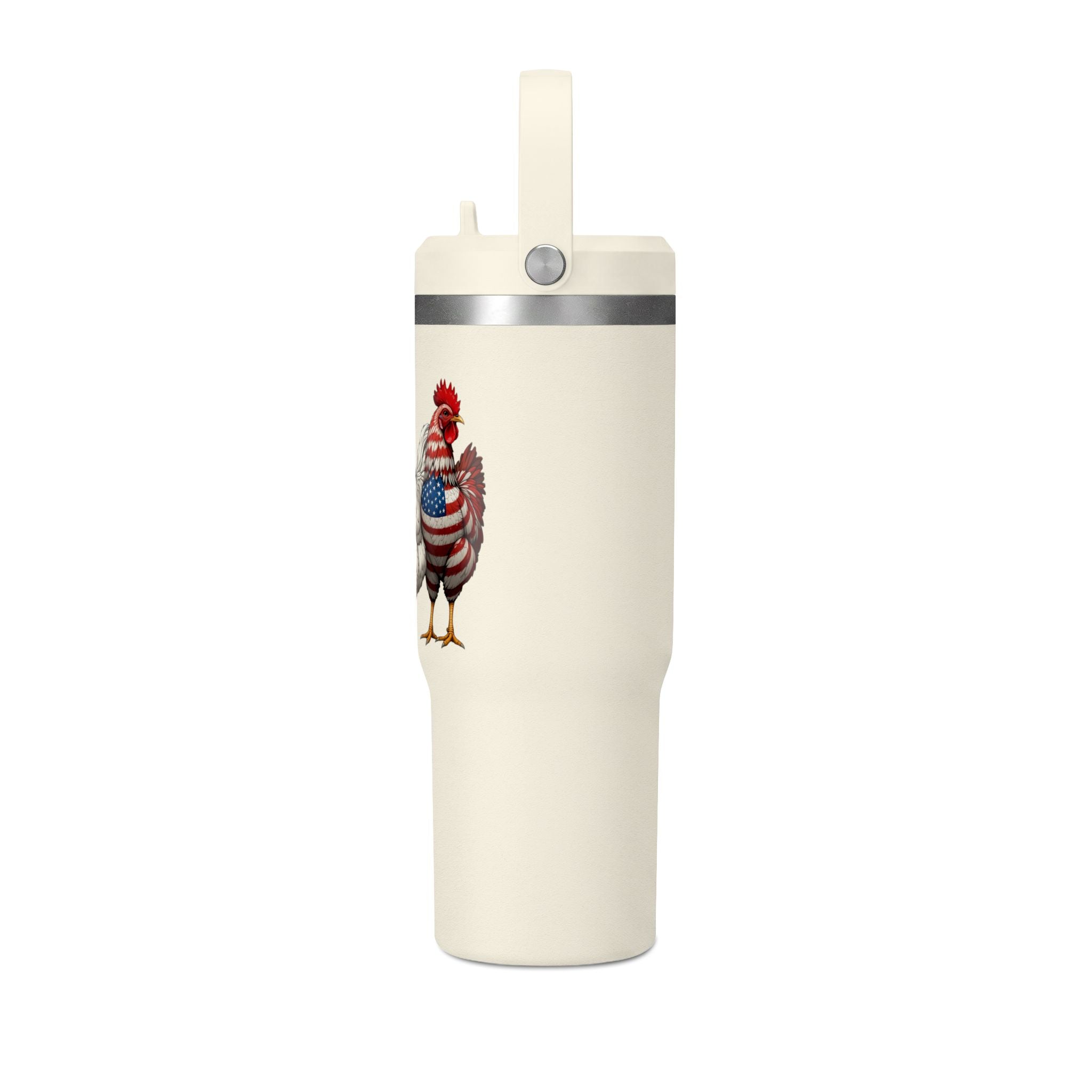 Patriotic Rooster 32oz Tumbler – American Flag Farmhouse Travel Cup