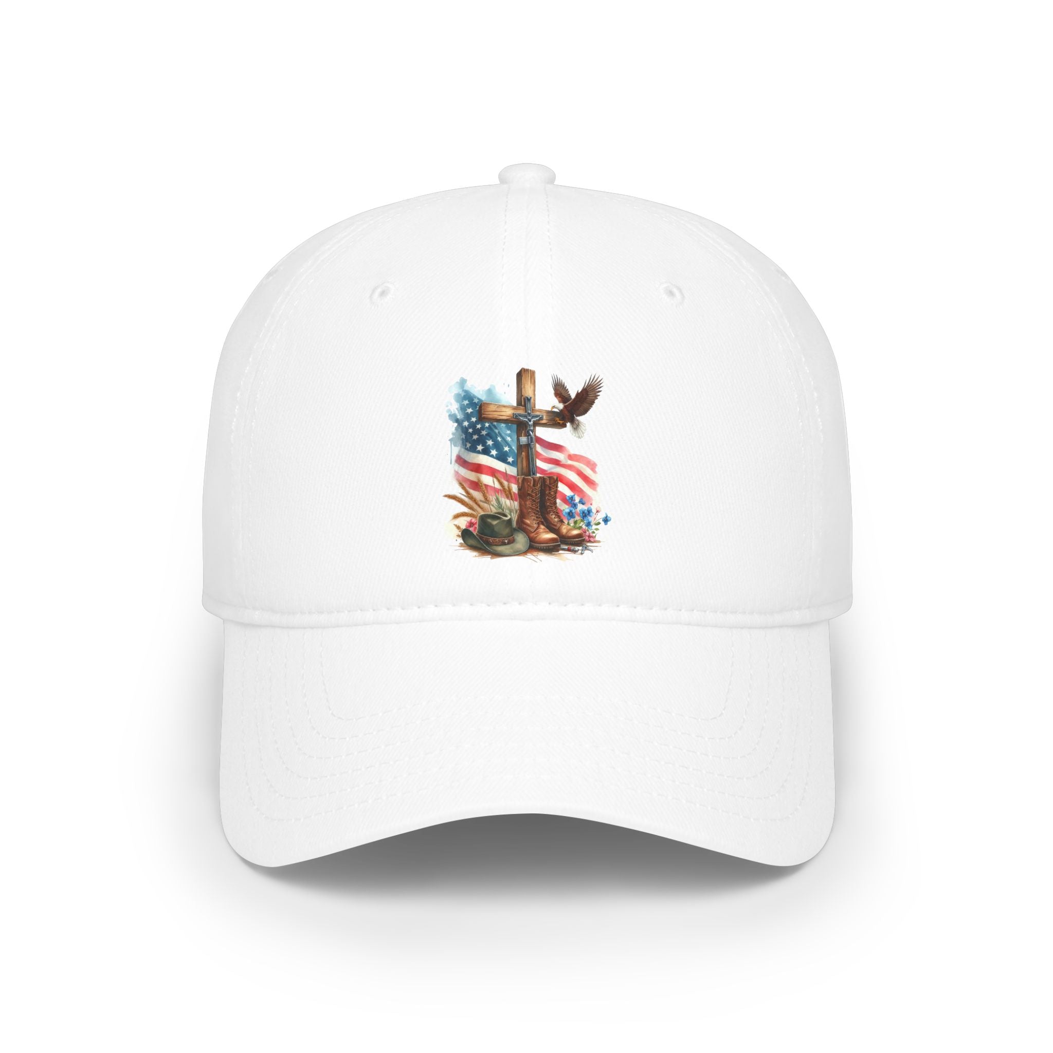 American Flag Cross Cap — Patriotic Low Profile Baseball Hat