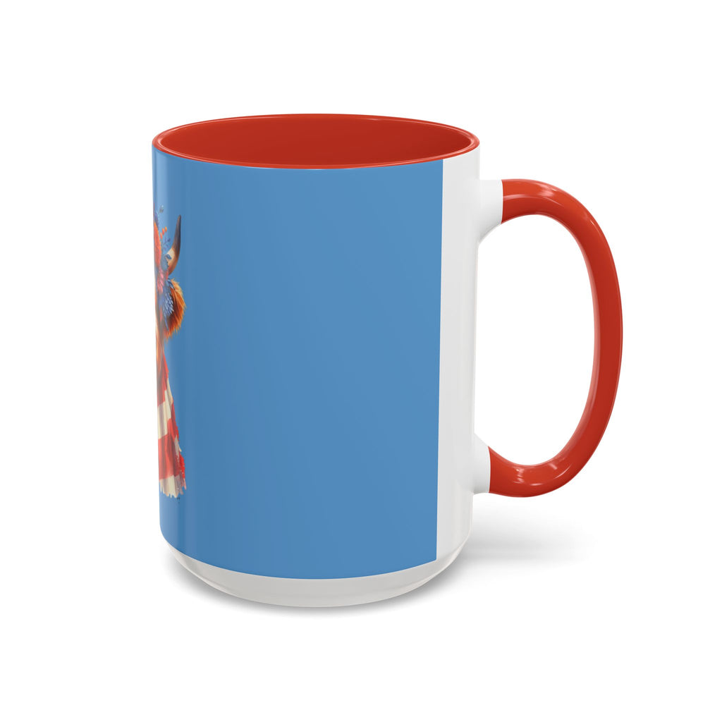 Patriotic Highland Cow Accent Coffee Mug – 11/15oz
