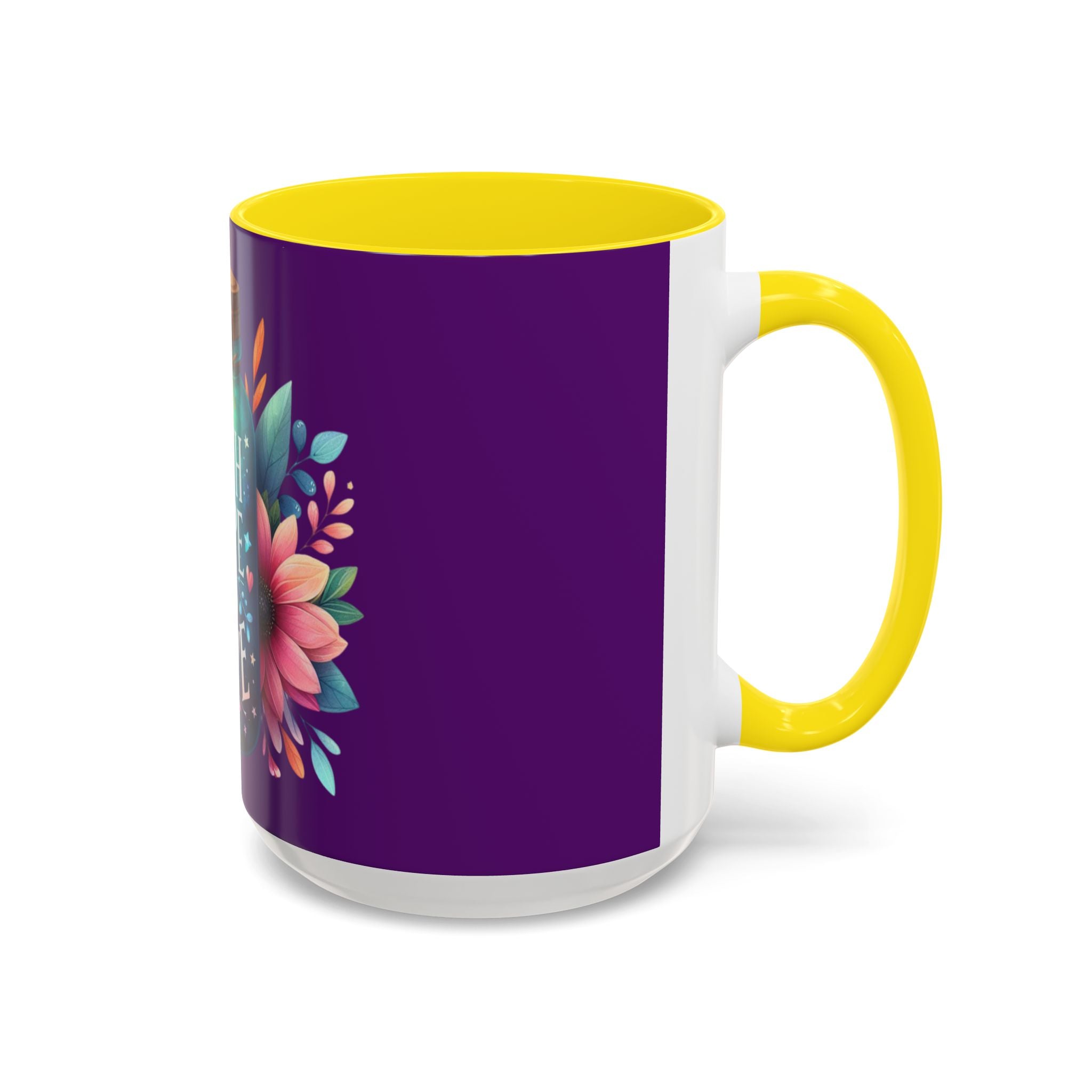 Faith Hope Love Accent Coffee Mug — Floral Jar Design (11/15 oz)