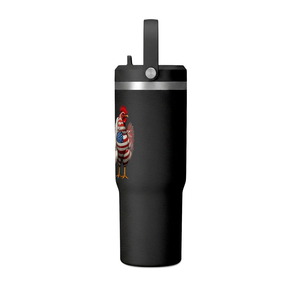 Patriotic Rooster 32oz Tumbler – American Flag Farmhouse Travel Cup