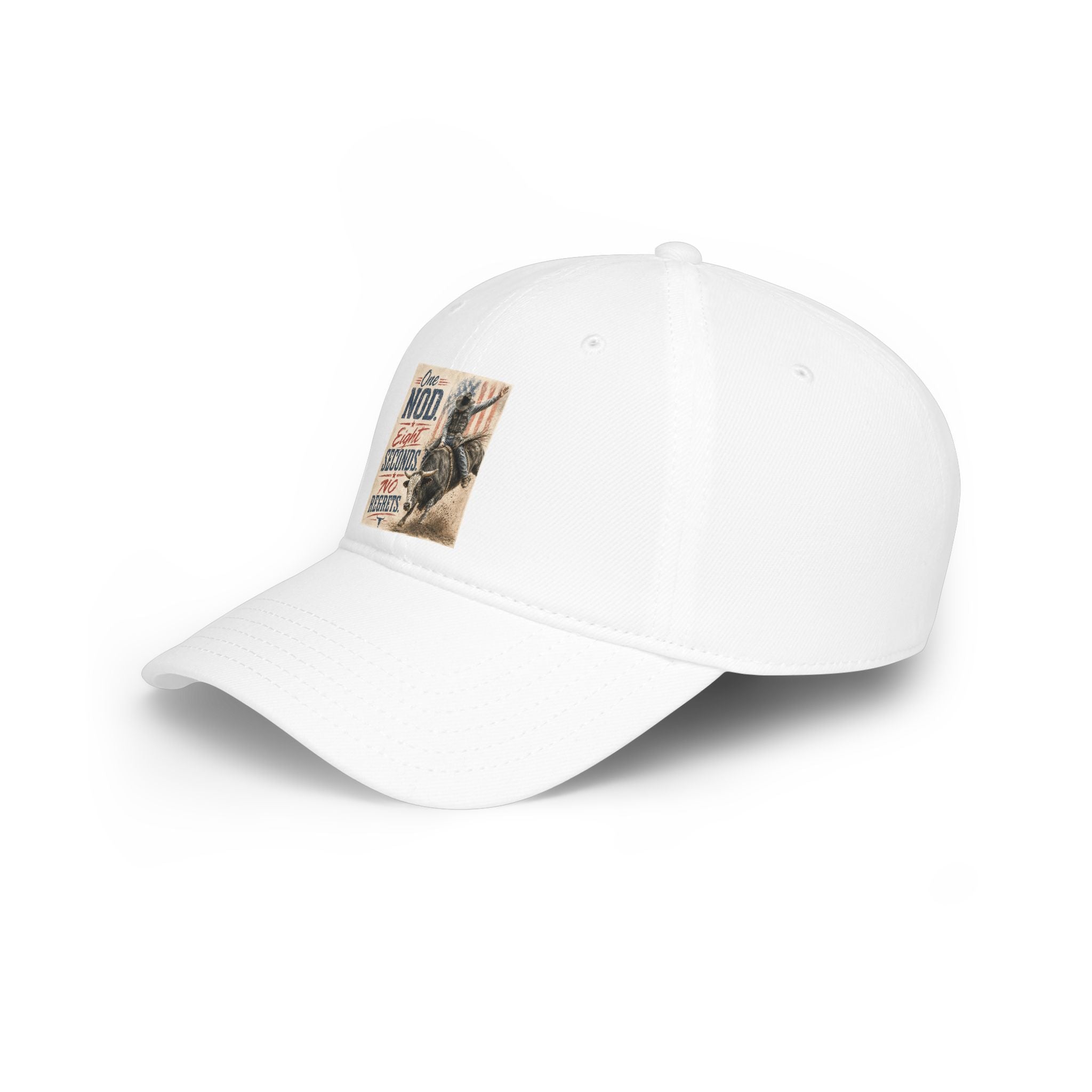 Low Profile Baseball Cap - 'One Nod Eight Seconds No Regrets' Bull Rider Rodeo Hat