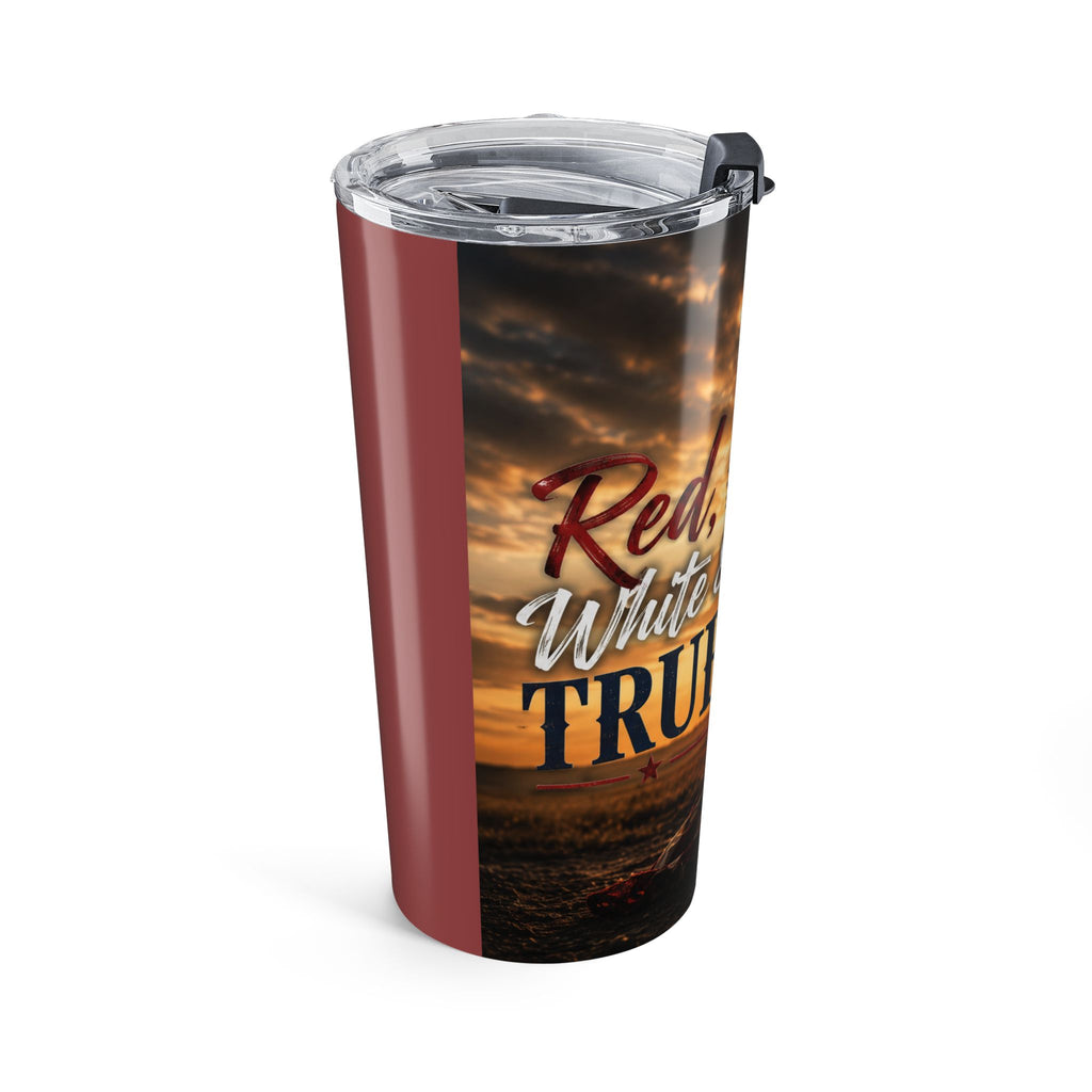 20oz Patriotic Tumbler – "Red, White & True" Flag Cross Travel Mug