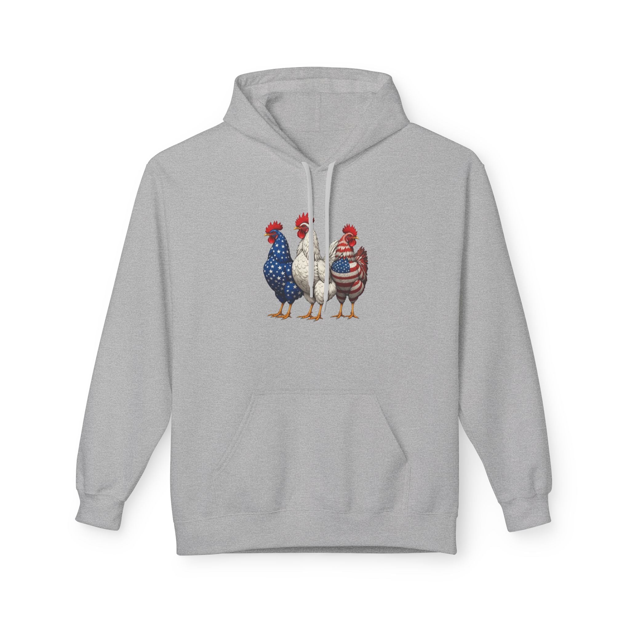 Patriotic Rooster Hoodie — Americana Farmhouse Chickens Pullover