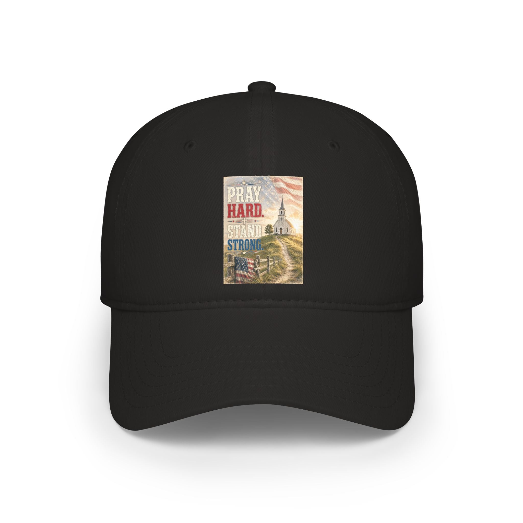 Patriotic 'Pray Hard, Stand Strong' Baseball Cap