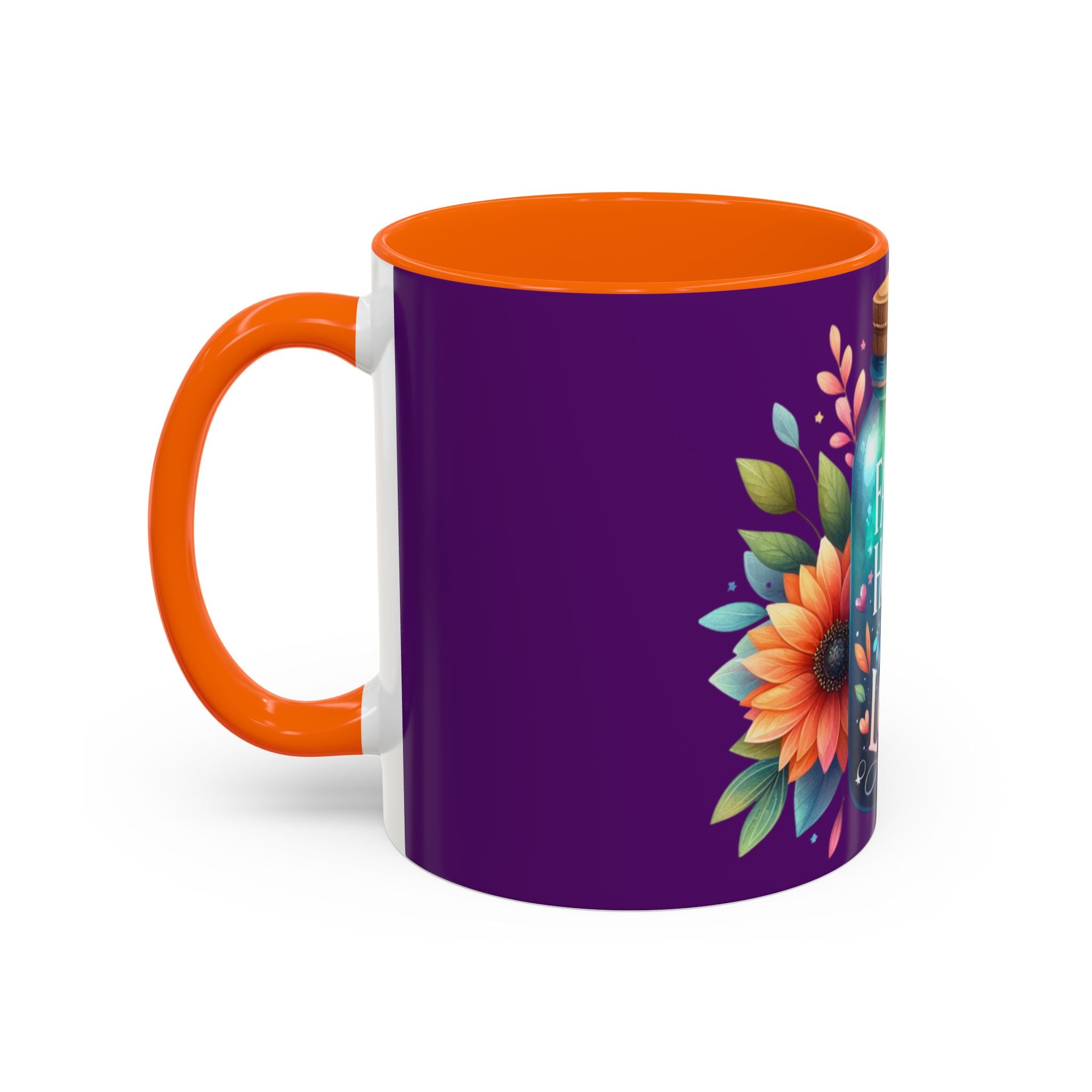 Faith Hope Love Accent Coffee Mug — Floral Jar Design (11/15 oz)