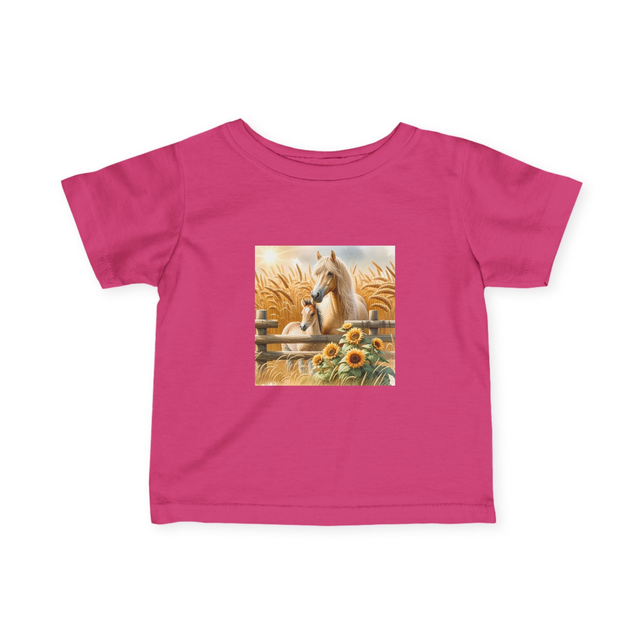 Infant Tee — Rustic Horse & Sunflower Farmyard Design
