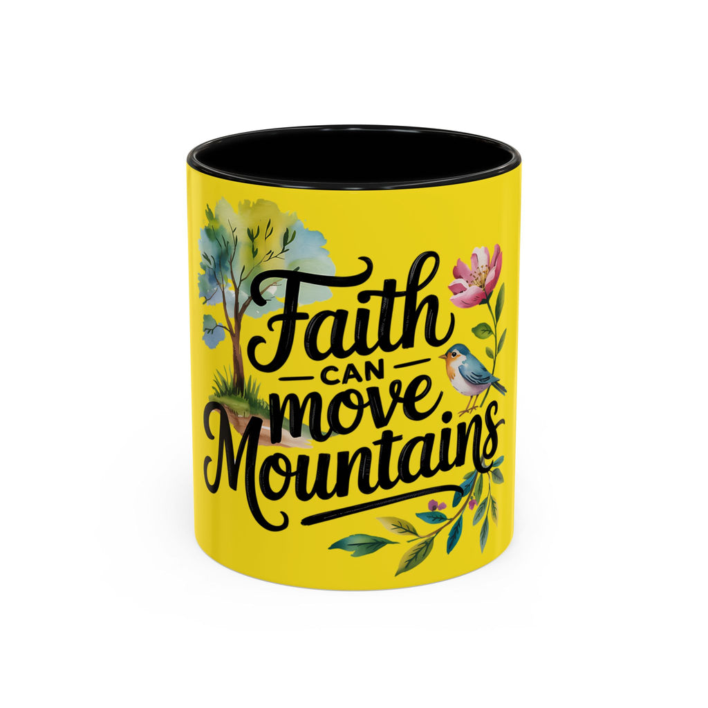Faith Can Move Mountains Accent Coffee Mug – Inspirational Christian Tea Cup