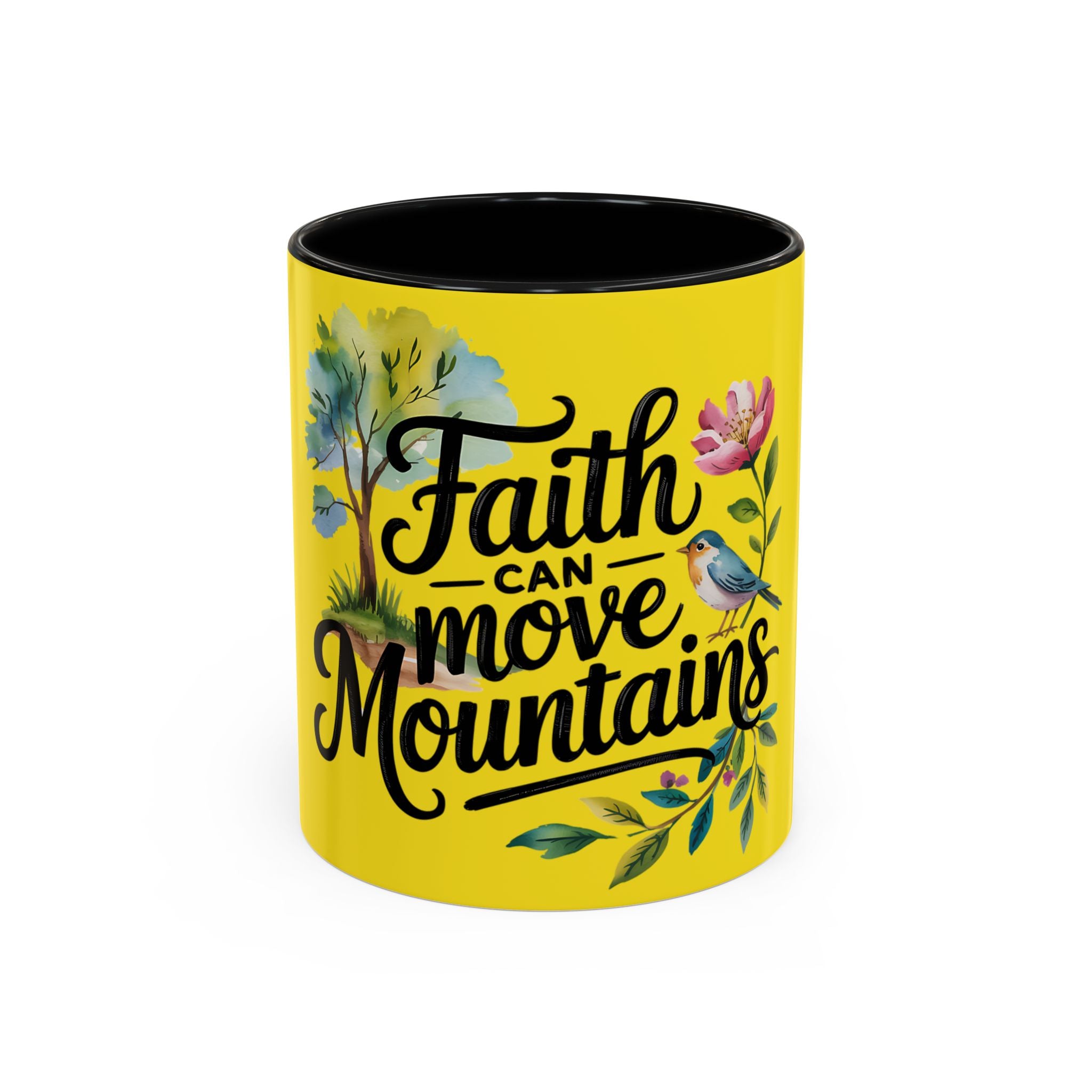 Faith Can Move Mountains Accent Coffee Mug – Inspirational Christian Tea Cup