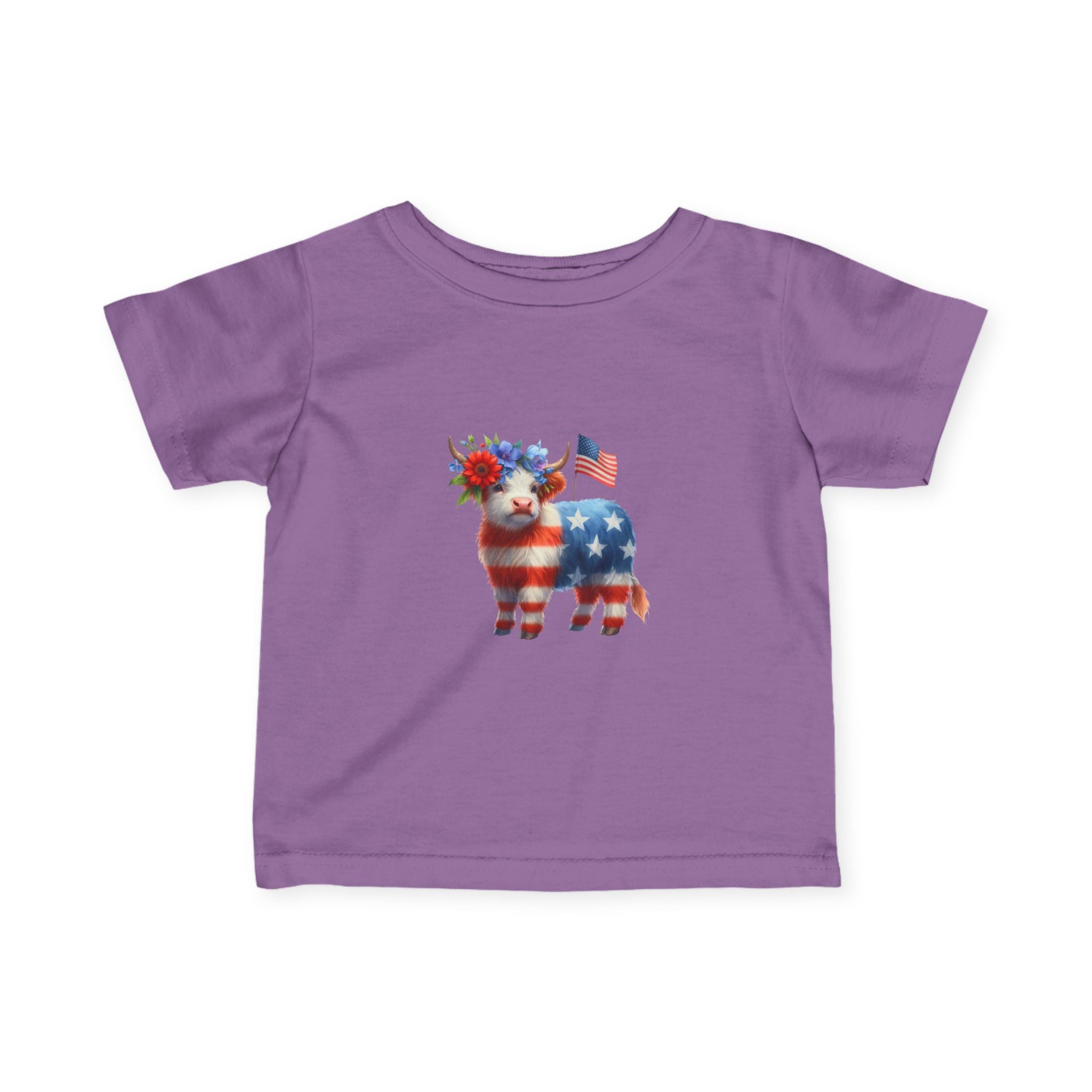 Infant Tee – American Flag Cow Baby Shirt (Patriotic Fourth of July)