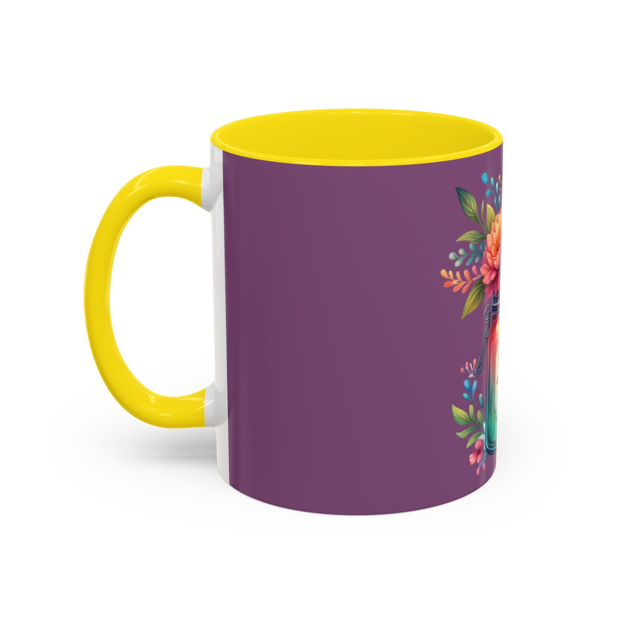 Faith & Love Floral Accent Coffee Mug — Colorful Candle Jar Design (11/15oz)