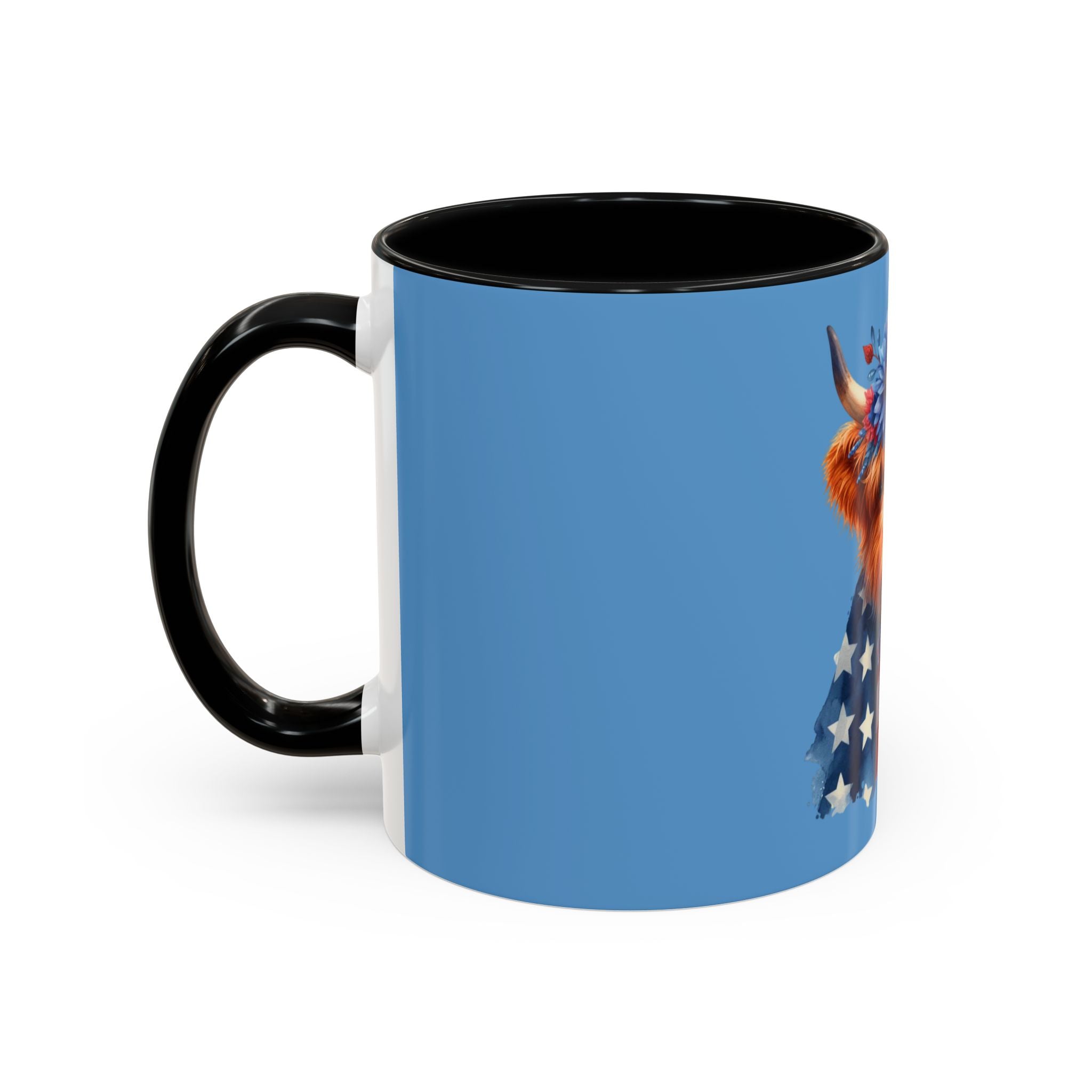 Patriotic Highland Cow Accent Coffee Mug – 11/15oz