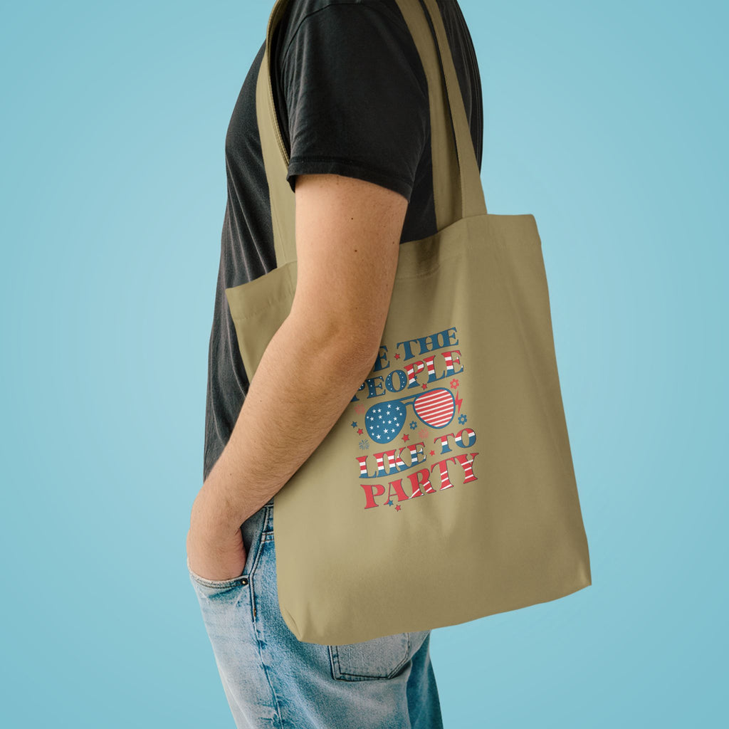 Patriotic "We The People" Cotton Tote Bag – Fourth of July USA Flag Market Bag