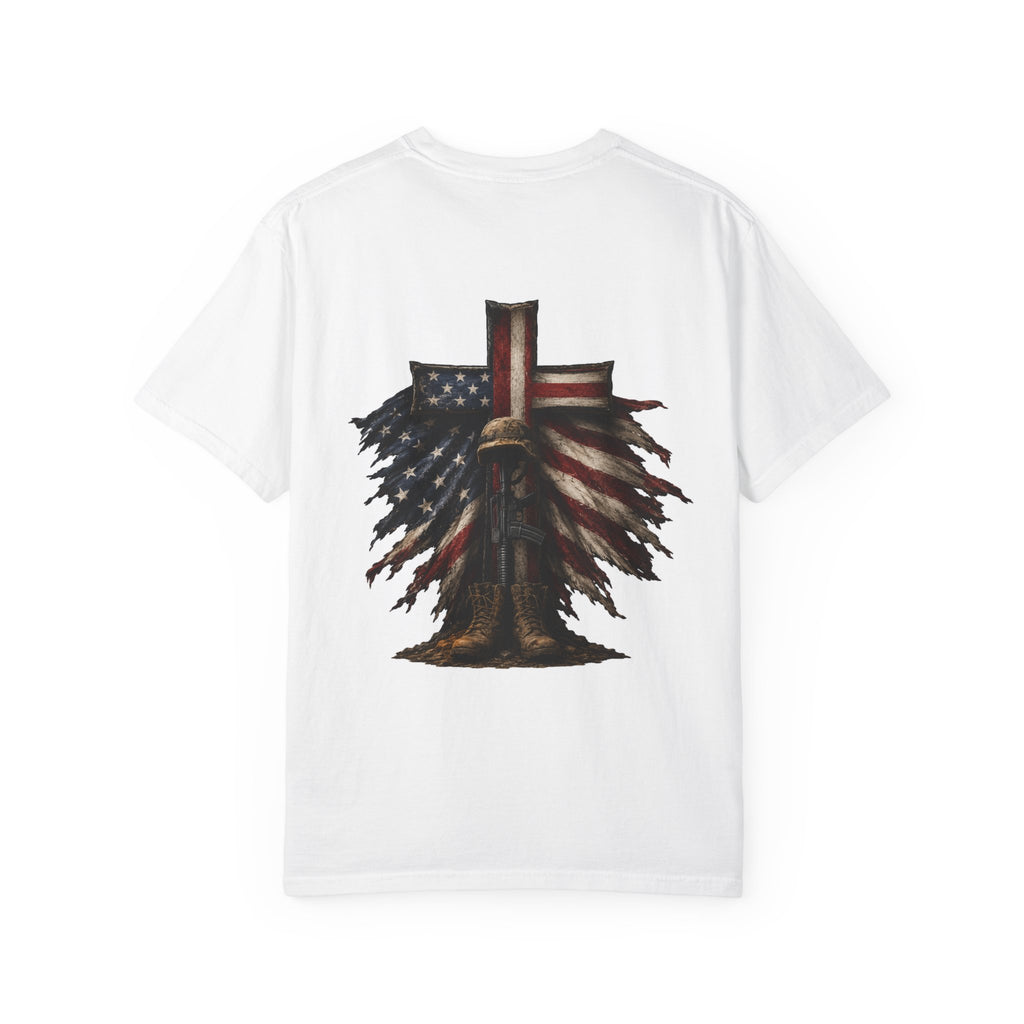 American Eagle Cross T-Shirt — Patriotic Red White & Brave Graphic Tee