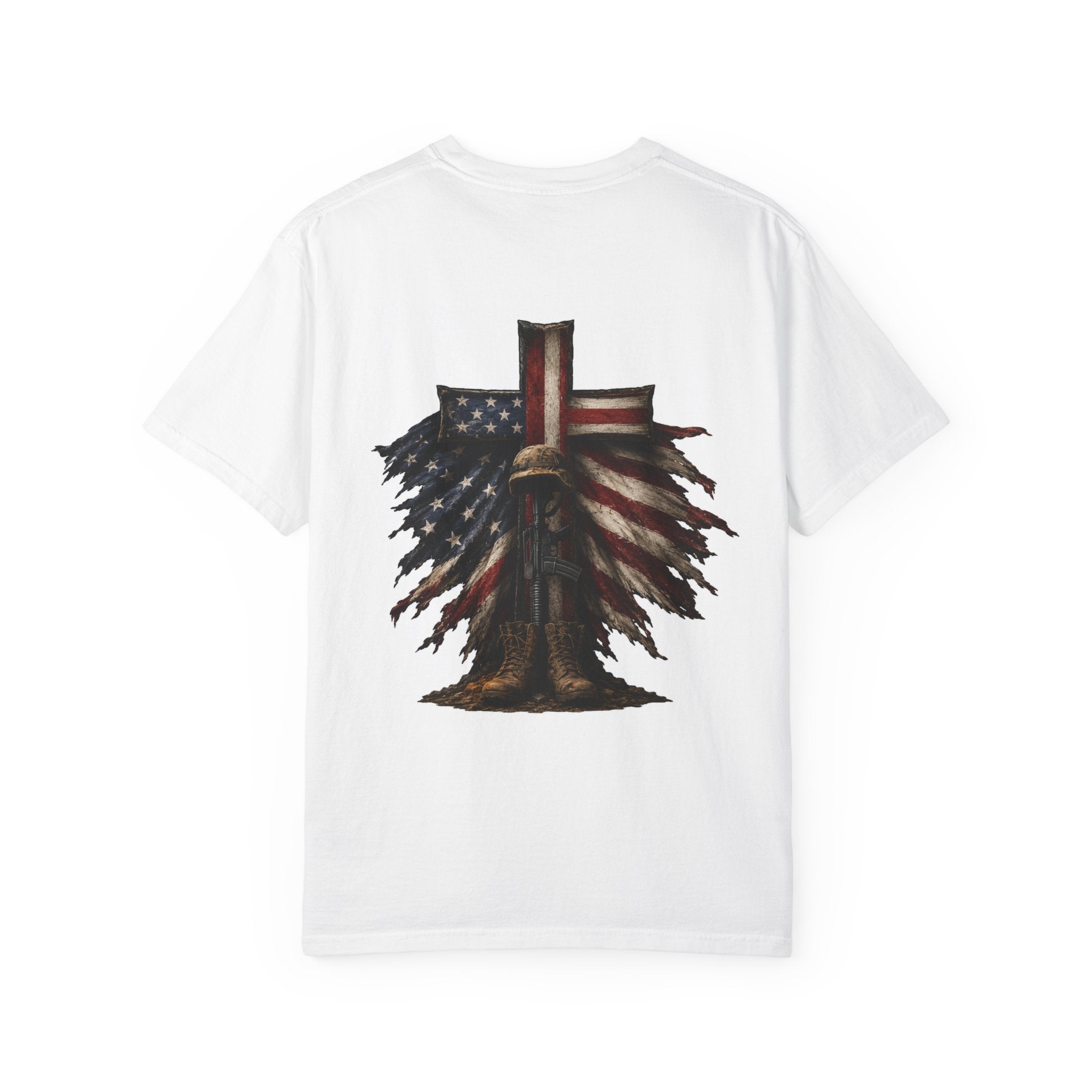 American Eagle Cross T-Shirt — Patriotic Red White & Brave Graphic Tee