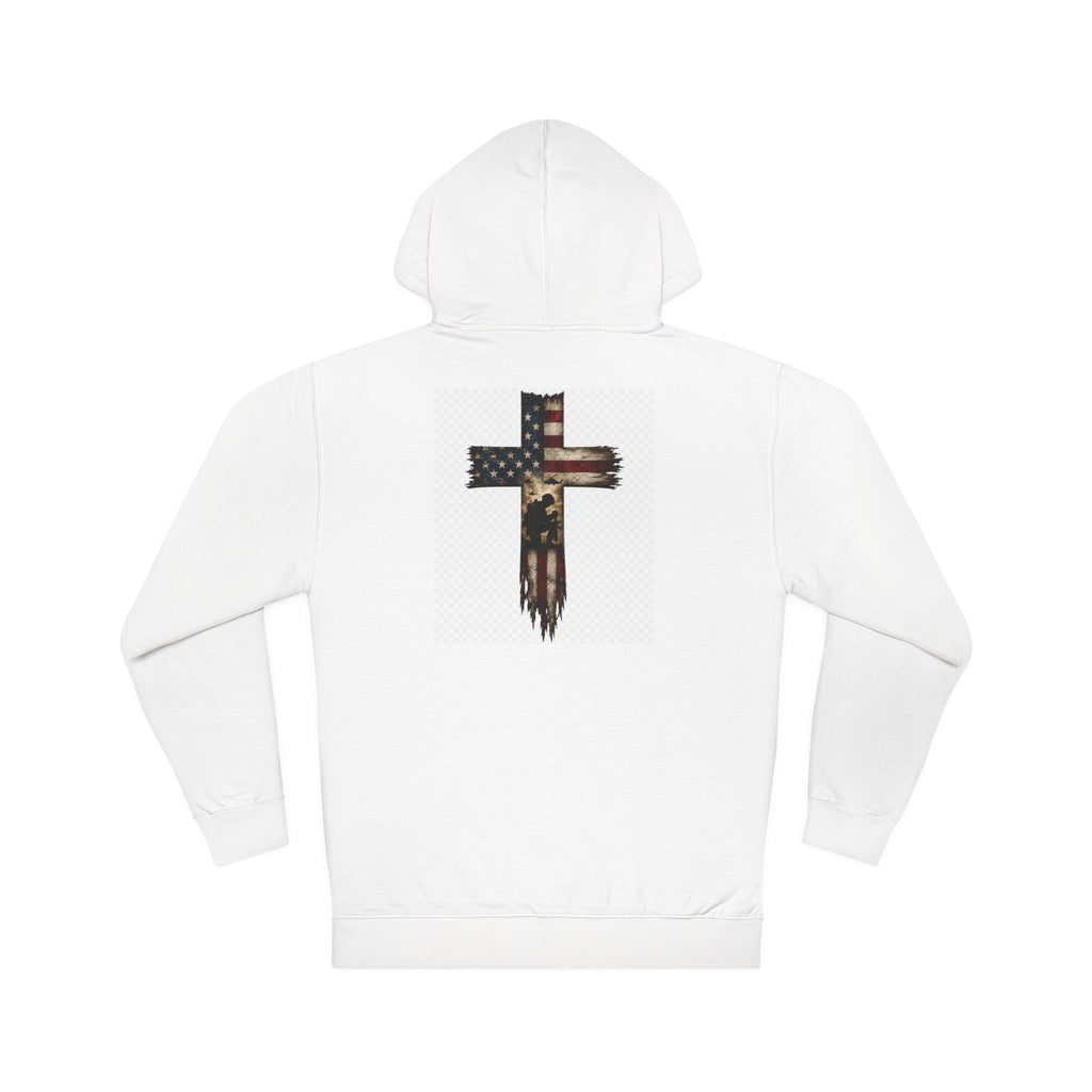 American Flag Cross Hoodie — Patriotic Christian Pullover