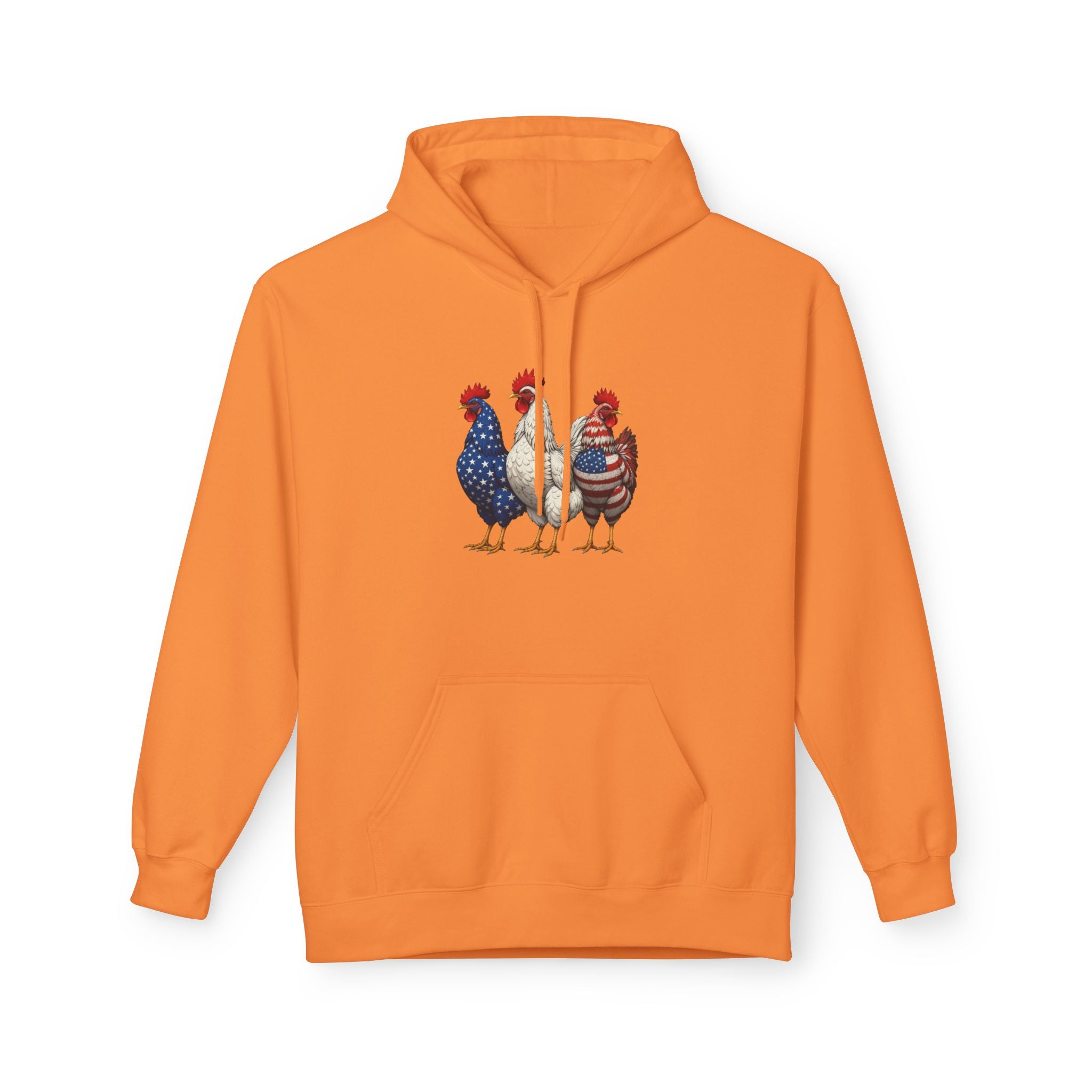 Patriotic Rooster Hoodie — Americana Farmhouse Chickens Pullover