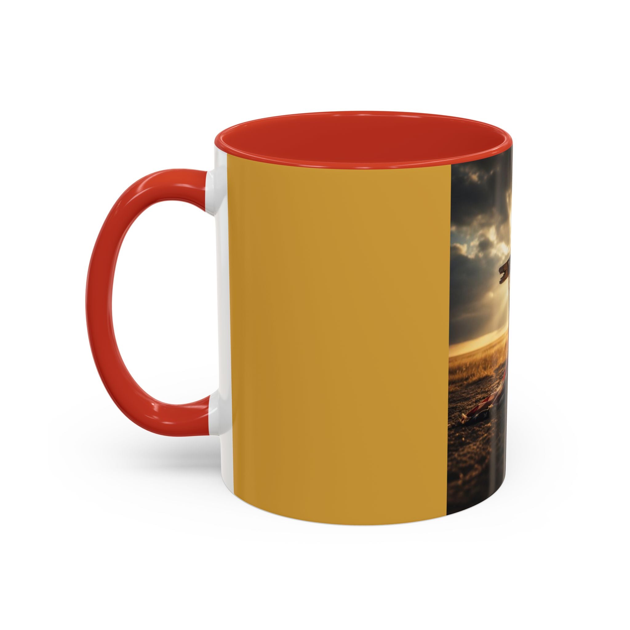 Patriotic Cross Coffee Mug — American Flag Sunrise Accent Mug (11/15oz)
