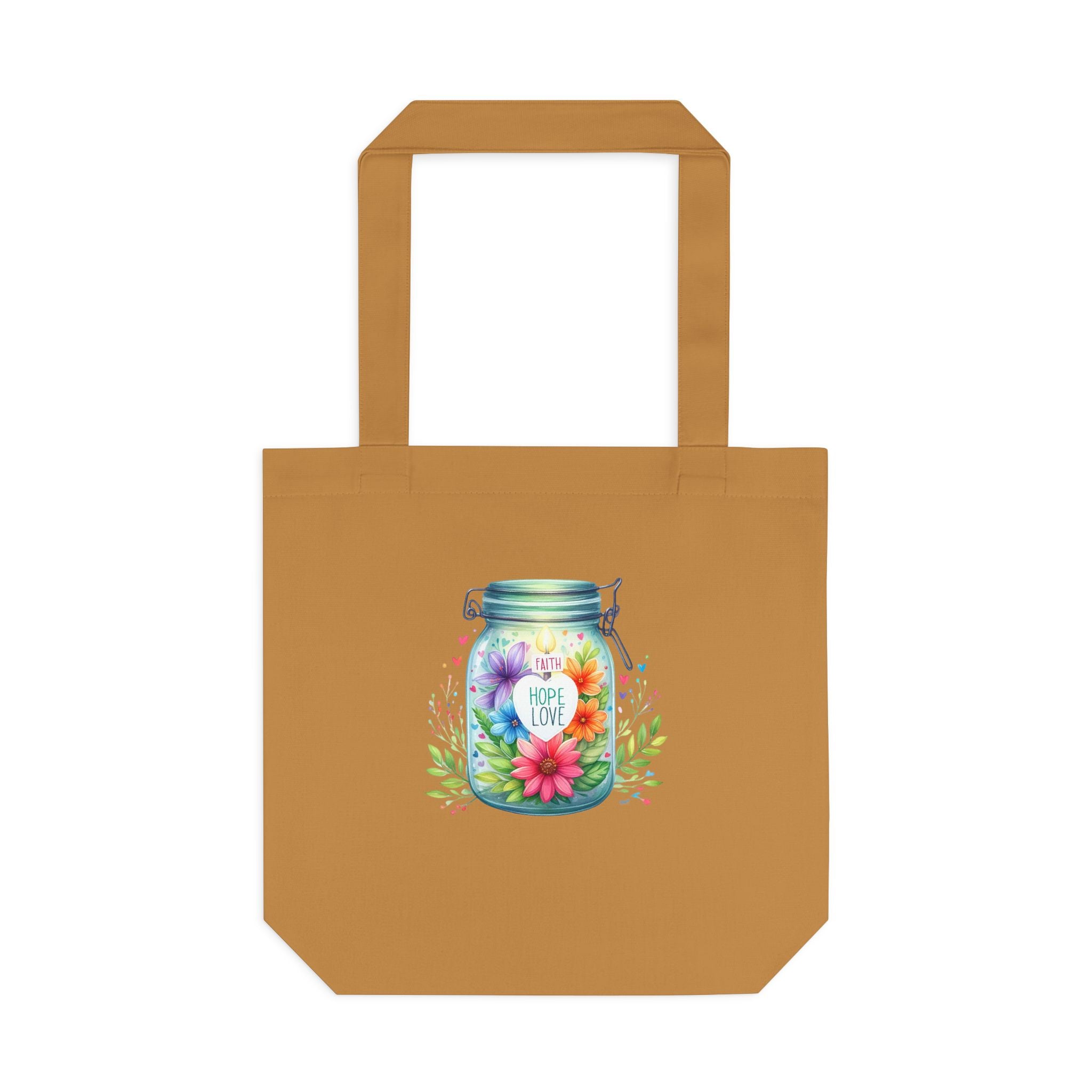 Tote Bag — "Hope Lights the Way" Mason Jar Floral Design