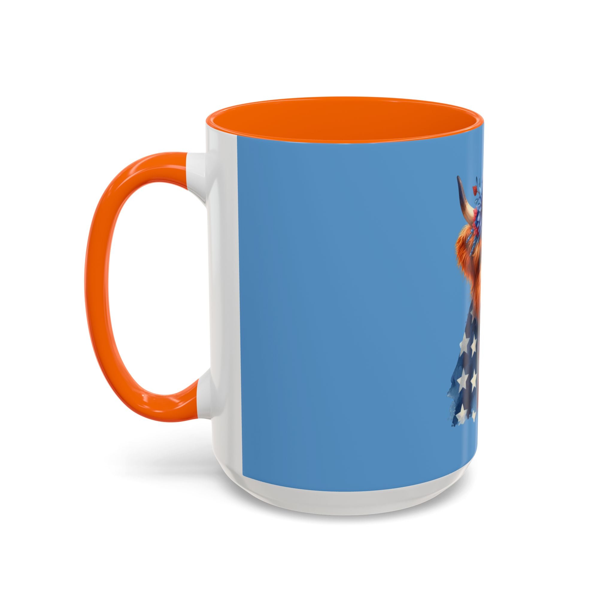 Patriotic Highland Cow Accent Coffee Mug – 11/15oz