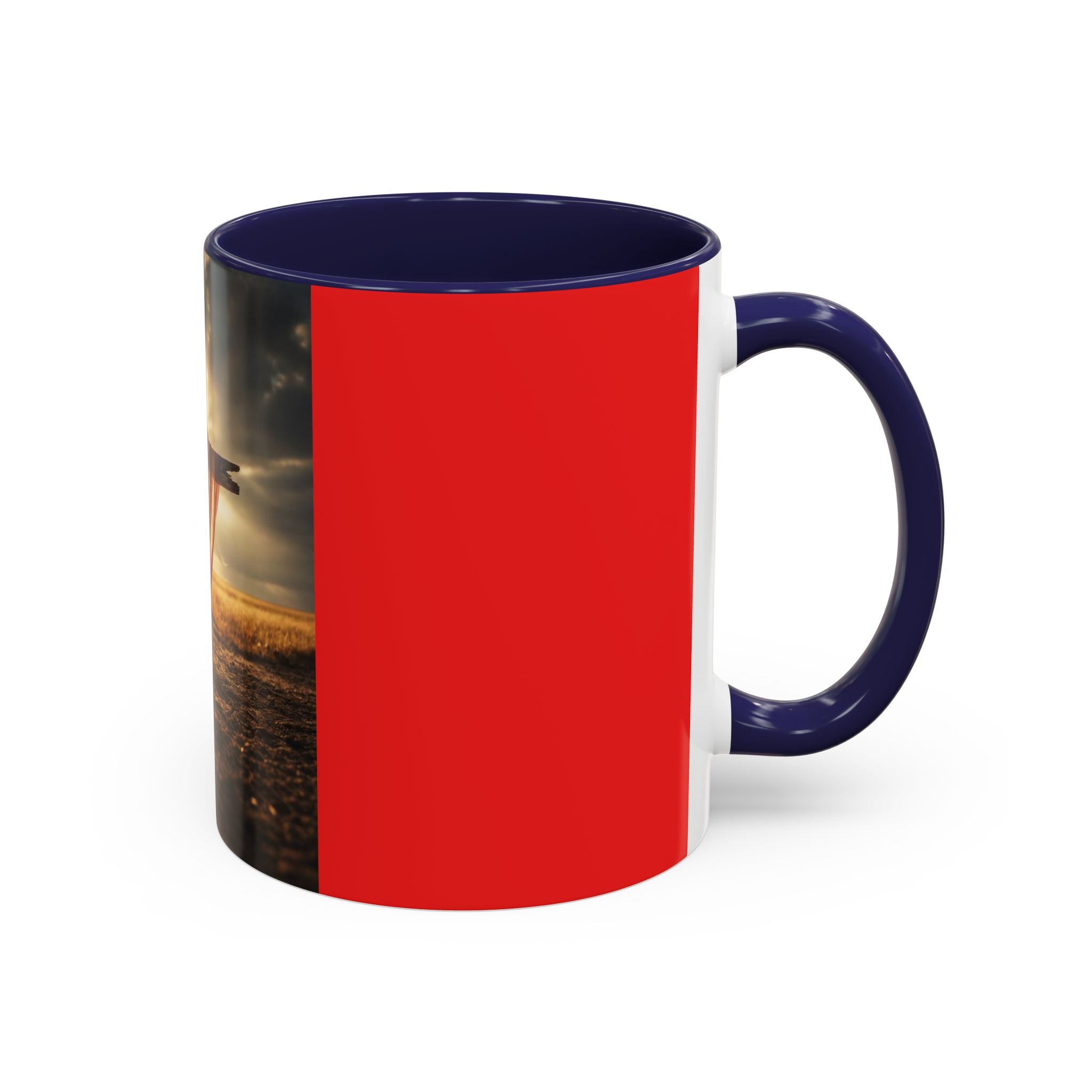 Patriotic Cross Coffee Mug – American Flag Christian Faith 11/15oz Accent Mug