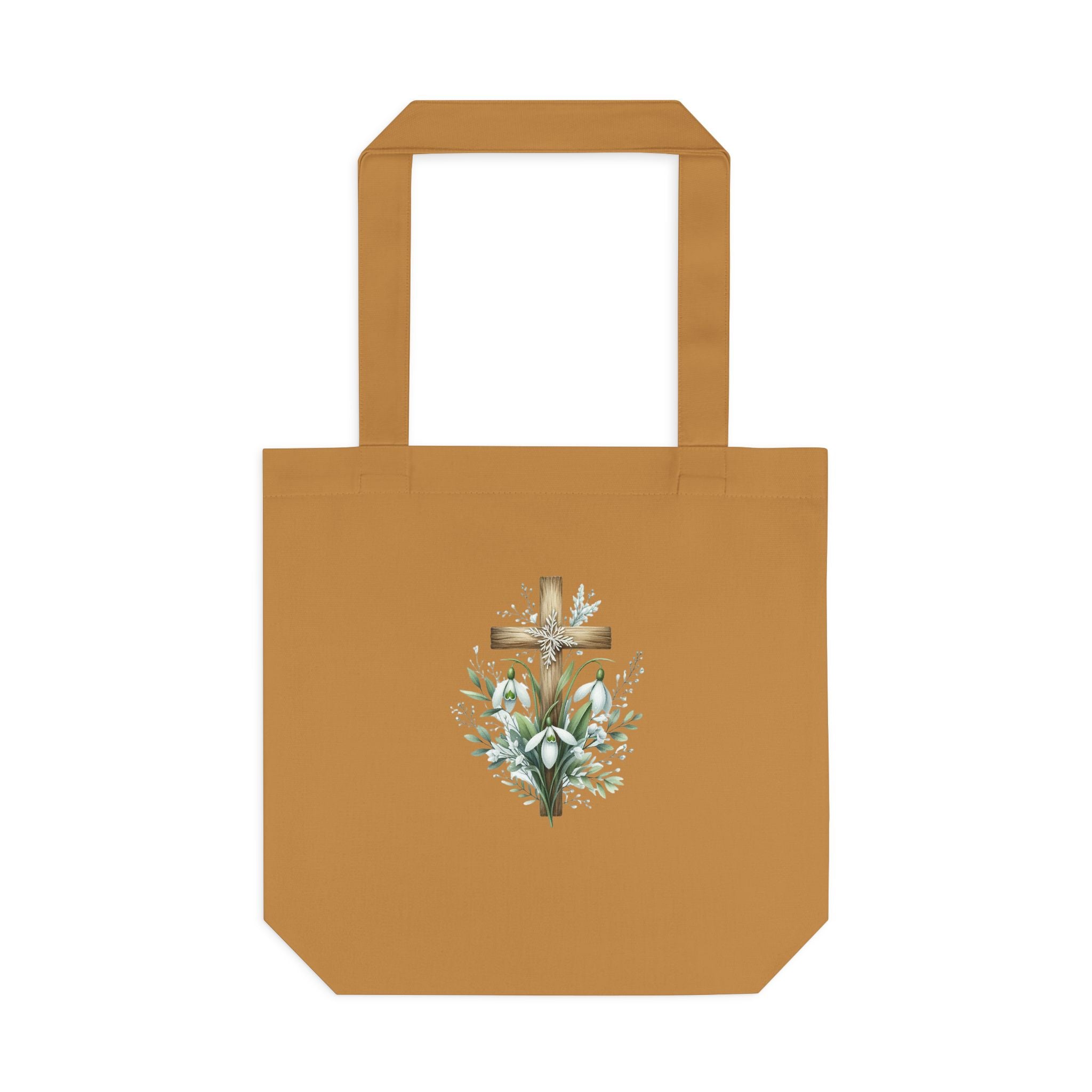 Floral Cross Cotton Tote Bag – Easter Faith Reusable Market Bag