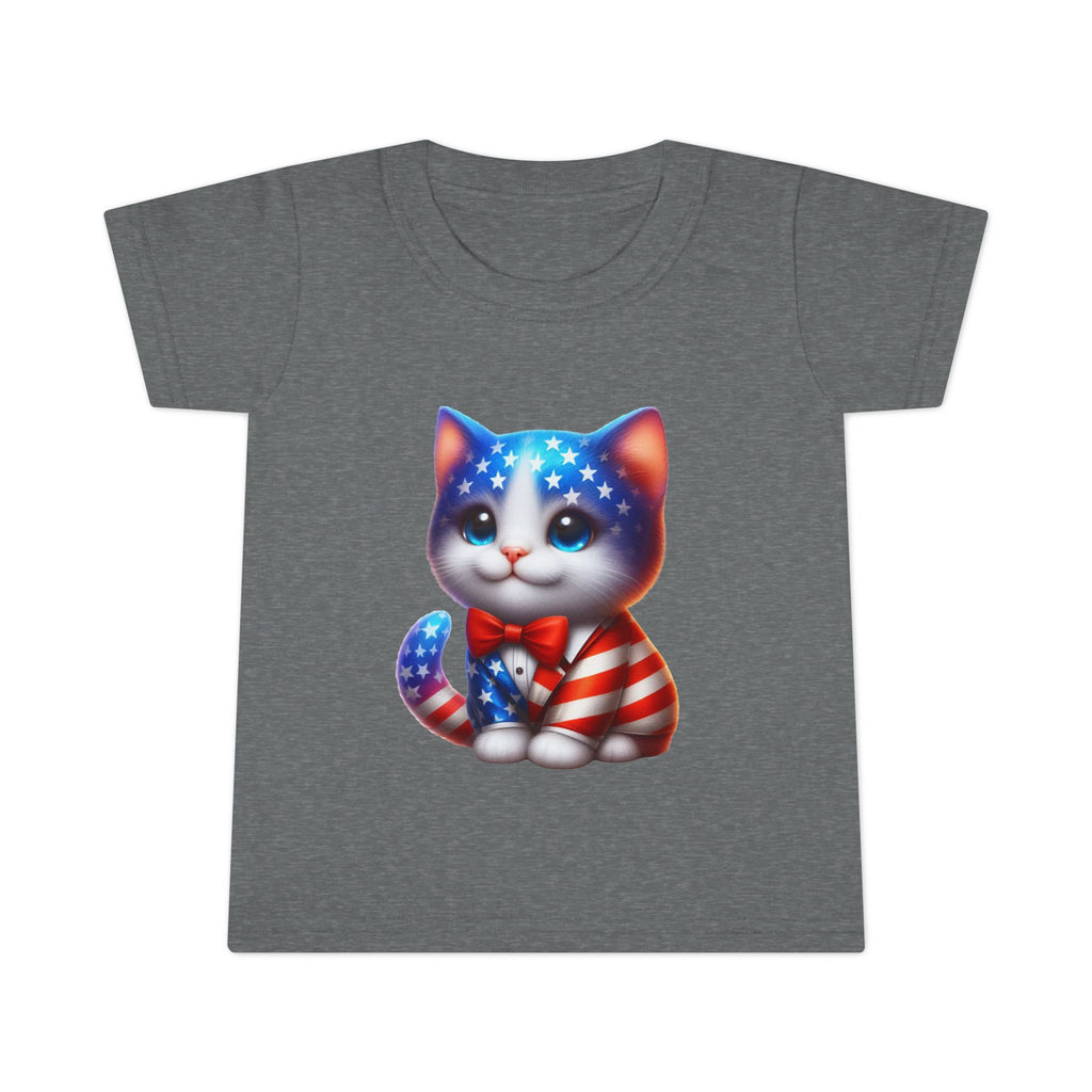 Toddler T-Shirt — Patriotic USA Flag Kitten Graphic