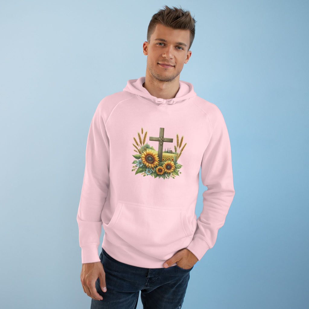 Sunflower Cross Hoodie — Christian Faith Floral Pullover